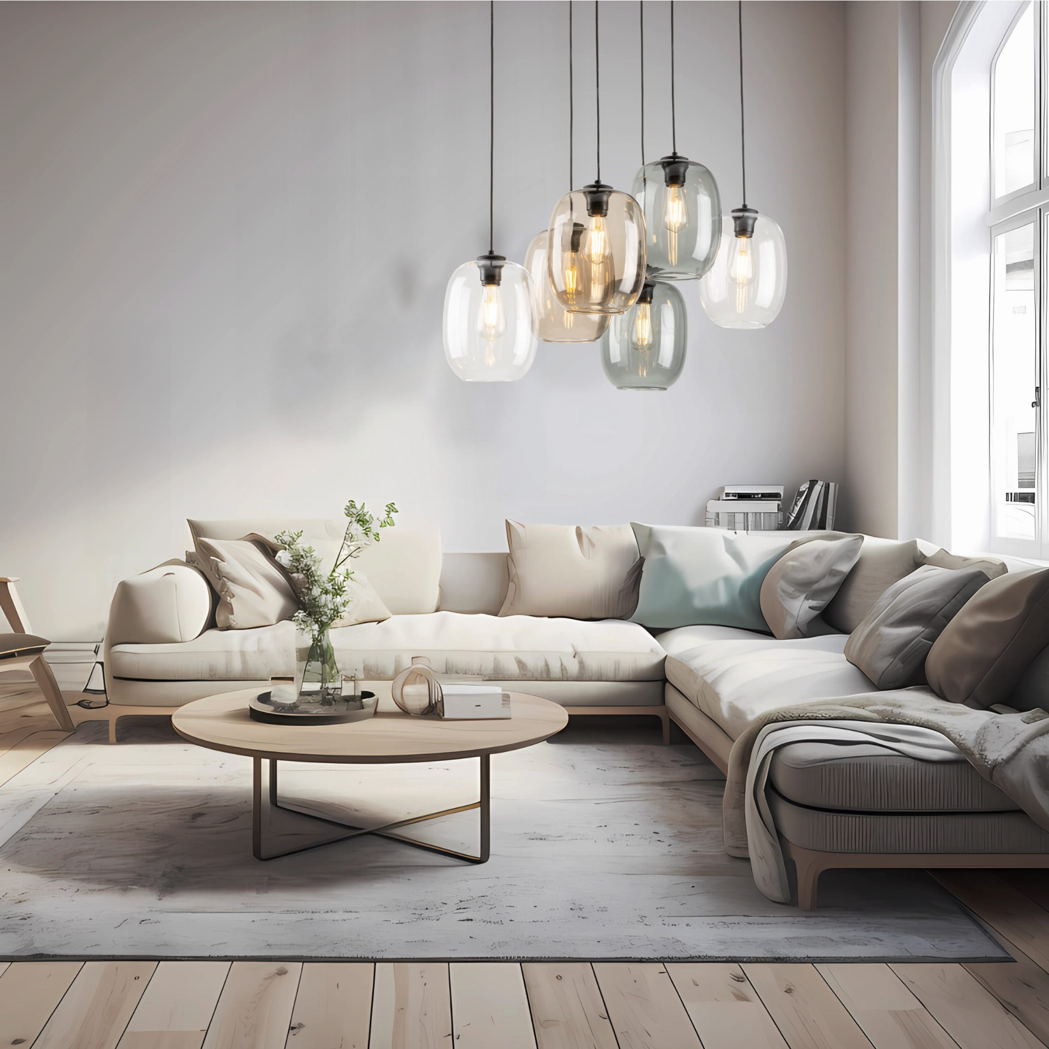 Lampa wisząca nowoczesna skandynawska klosz szklany multikolor czarna TK Lighting Elio 5974 6x15W E27