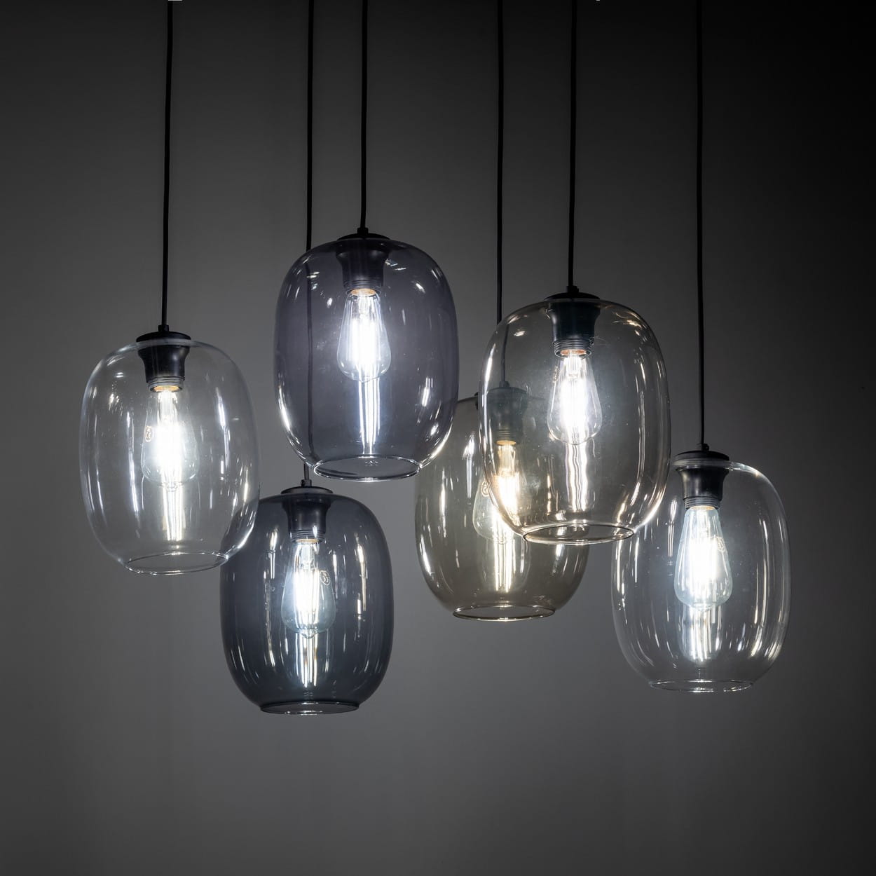 Lampa wisząca nowoczesna skandynawska klosz szklany multikolor czarna TK Lighting Elio 5974 6x15W E27