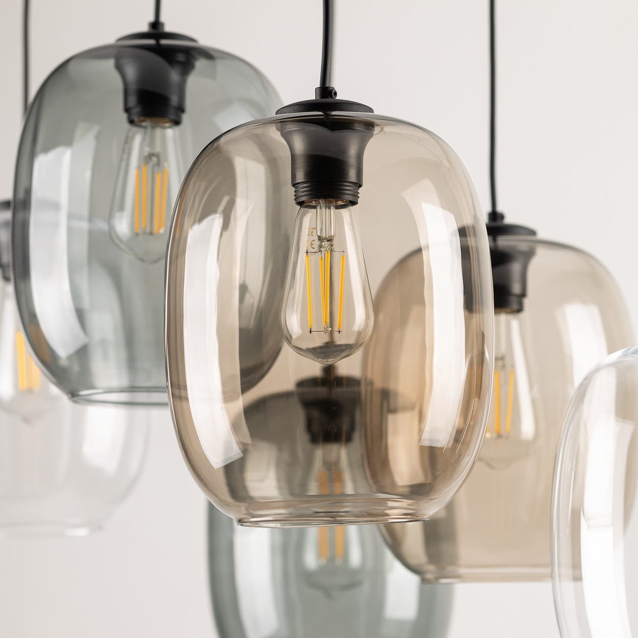 Lampa wisząca nowoczesna skandynawska klosz szklany multikolor czarna TK Lighting Elio 5974 6x15W E27
