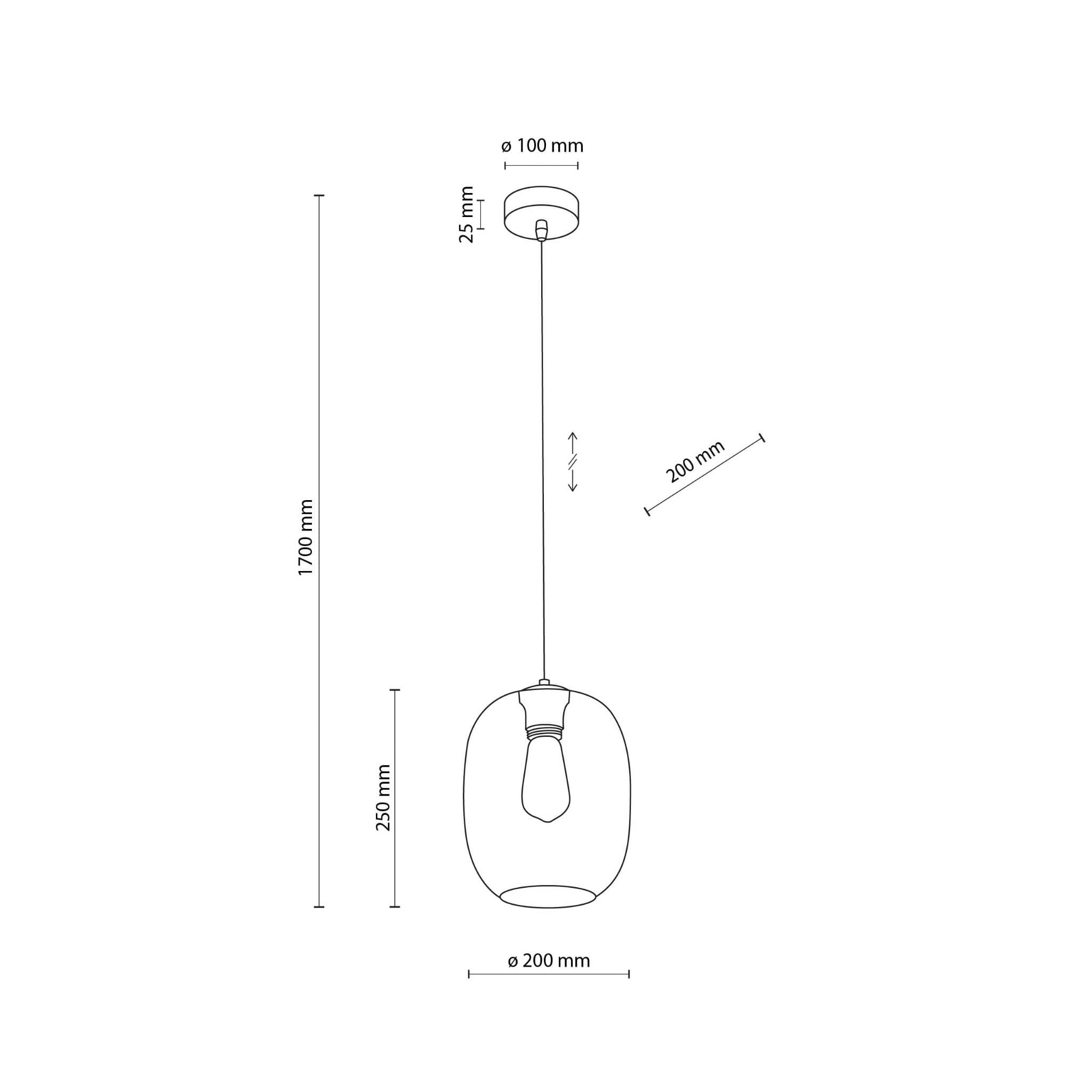 Lampa wisząca nowoczesna klasyczna loft elegancka klosz szklany topaz czarna TK Lighting Elio 4338 1x15W E27