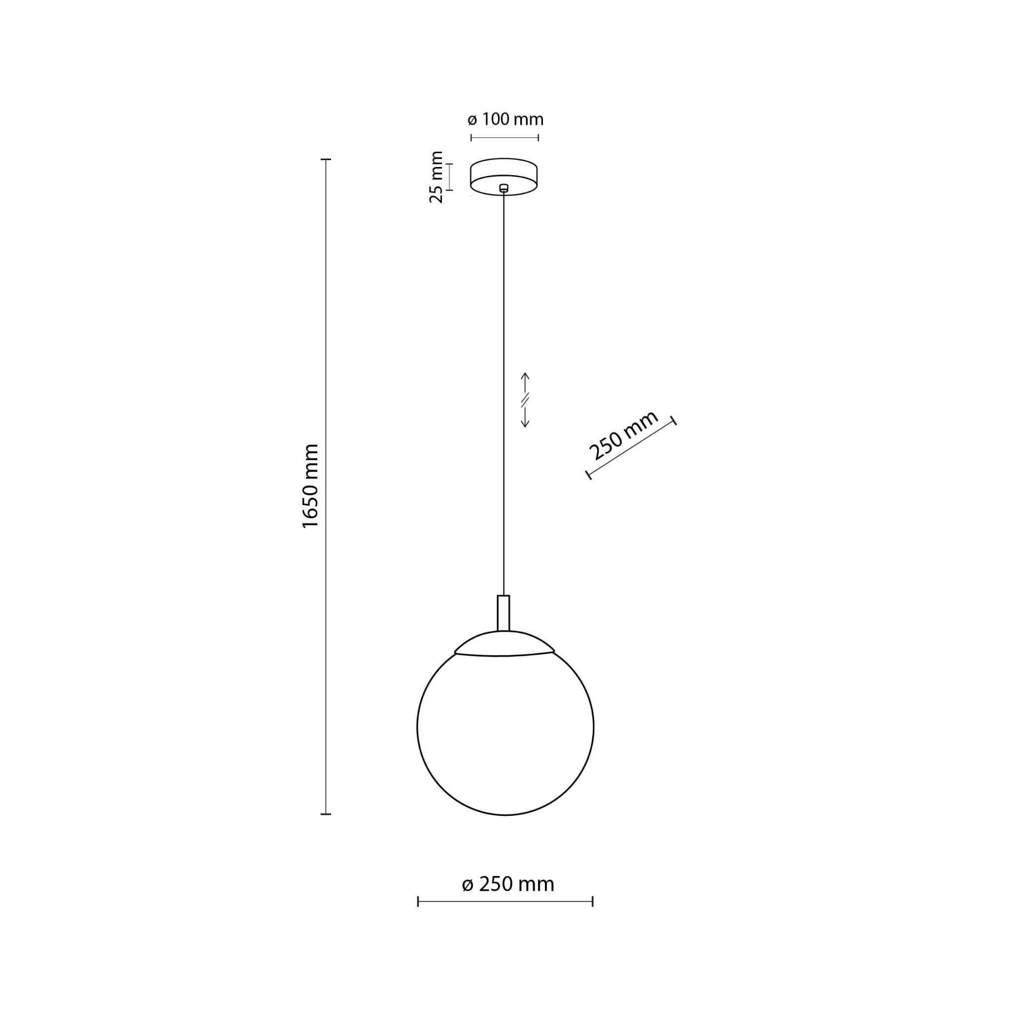 Lampa wisząca nowoczesna elegancka loft industrialna klosz szklany kula biała czarna TK Lighting Esme 5669 1x15W E27