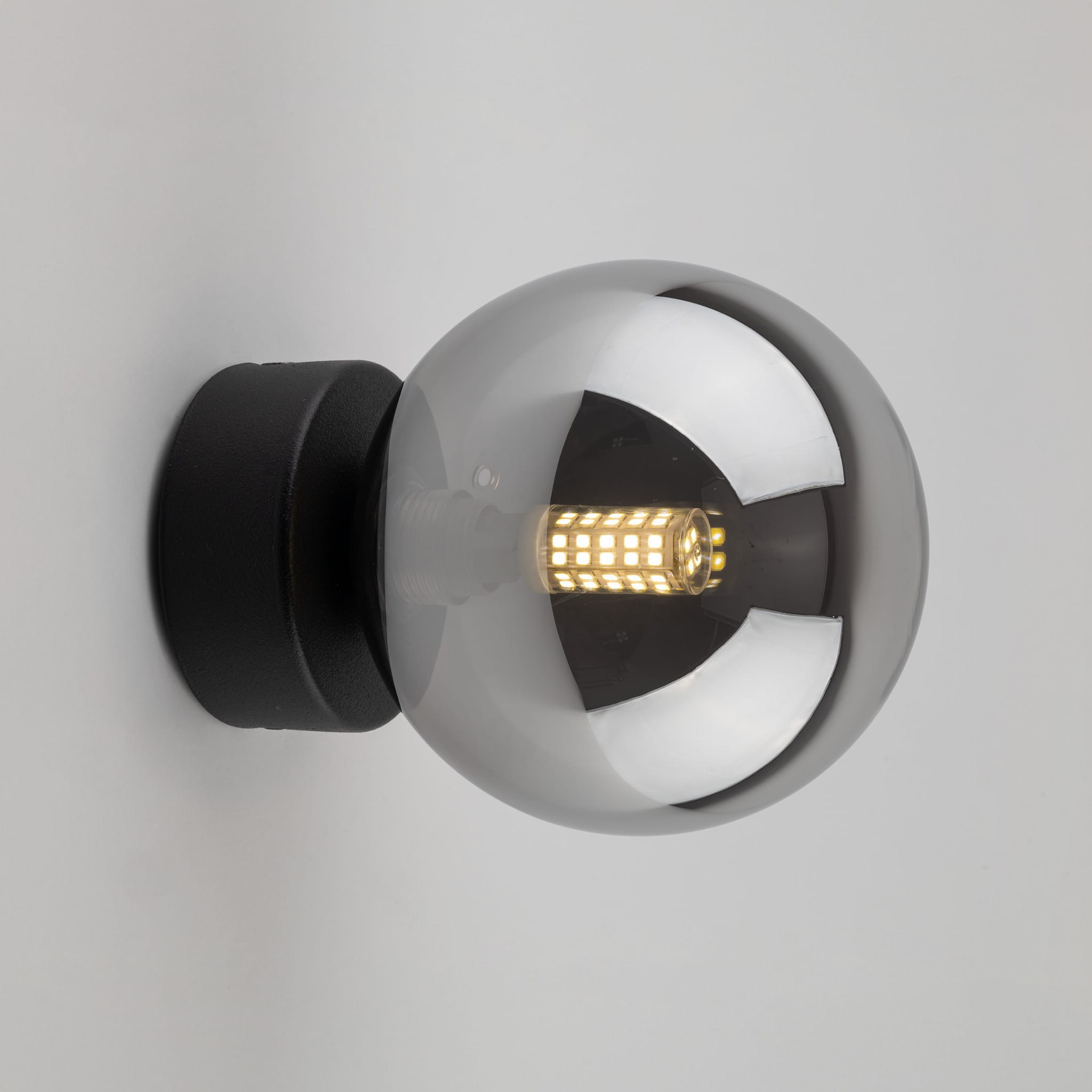 Kinkiet nowoczesny elegancki loft industrialny klosz szklany kula czarny grafitowy TK Lighting Estera 10255 1x8W G9