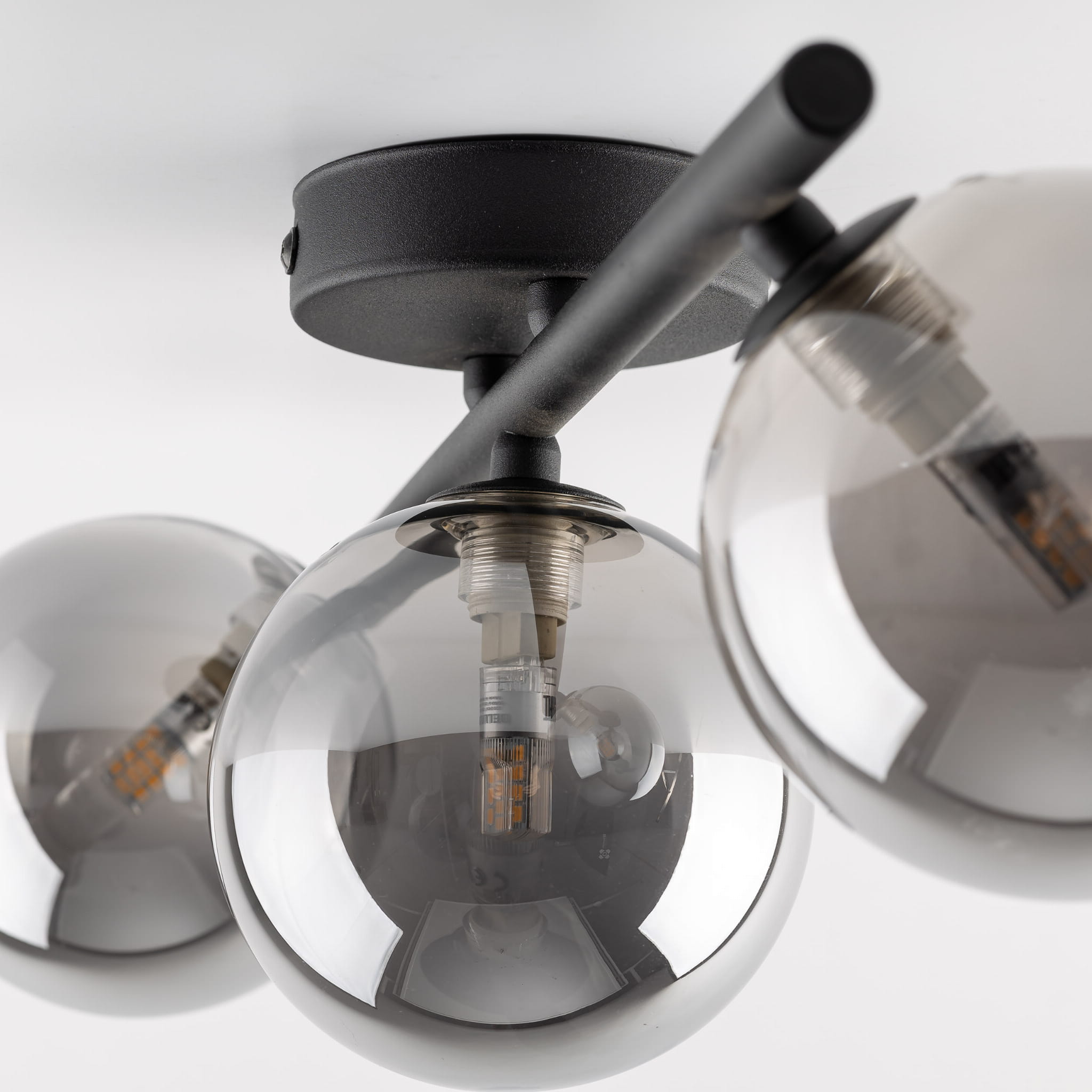 Plafon nowoczesny elegancki loft industrialny klosz szklany kule czarny grafitowy TK Lighting Estera 6855 3x6W G9