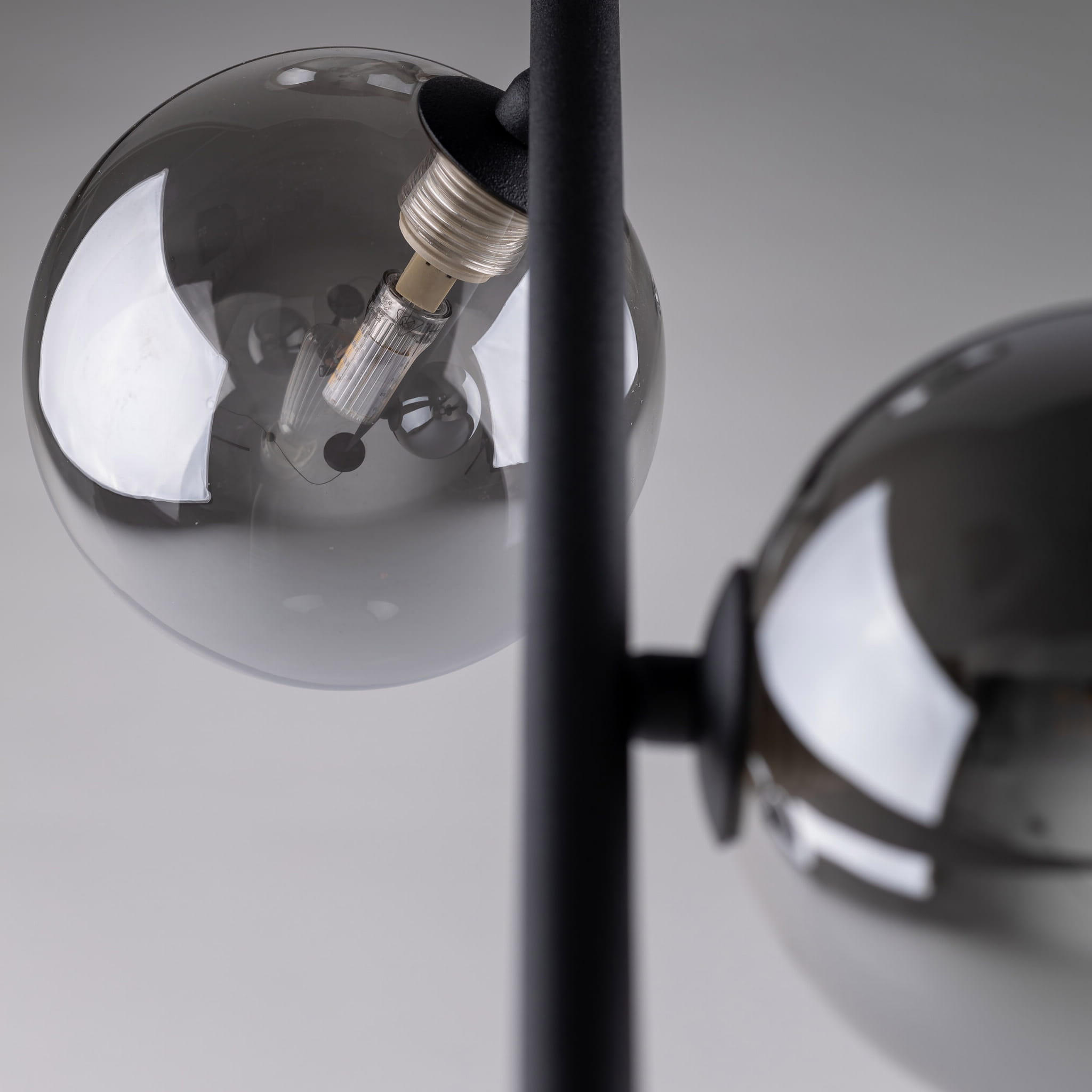 Lampa wisząca nowoczesna elegancka loft industrialna klosz szklany kule patyk rurka czarna grafitowa TK Lighting Estera 5767 3x6W G9