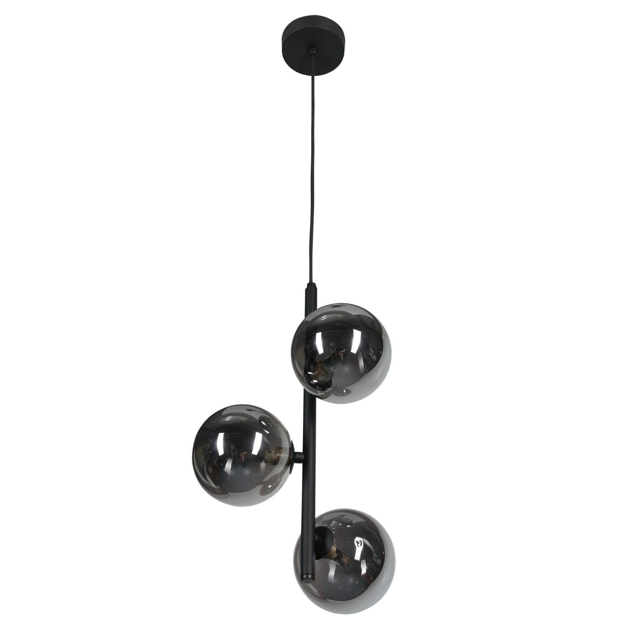 Lampa wisząca nowoczesna elegancka loft industrialna klosz szklany kule patyk rurka czarna grafitowa TK Lighting Estera 5767 3x6W G9