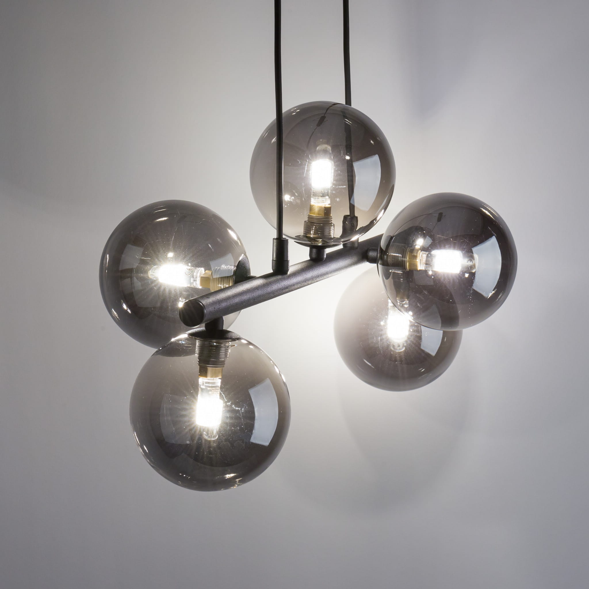 Lampa wisząca modern belka szklane klosze Tk Lighting Estera 6707 5x6W G9 czarna chrom