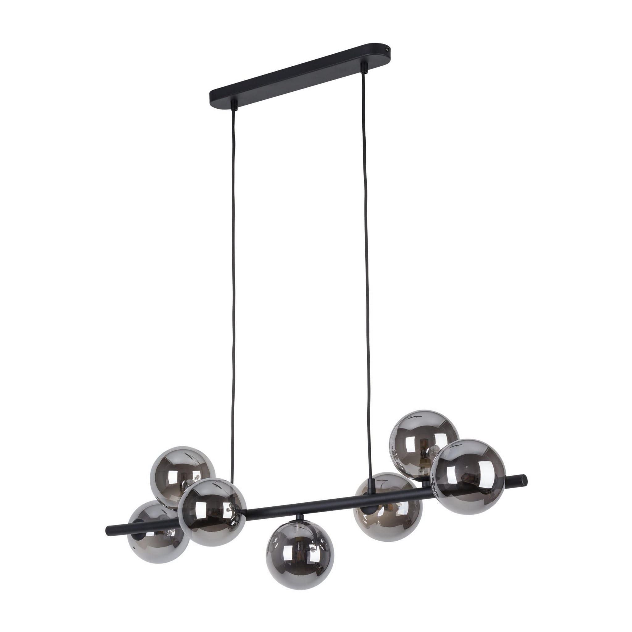Lampa wisząca modern belka szklane klosze Tk Lighting Estera 5666 7x6W G9 czarna chrom