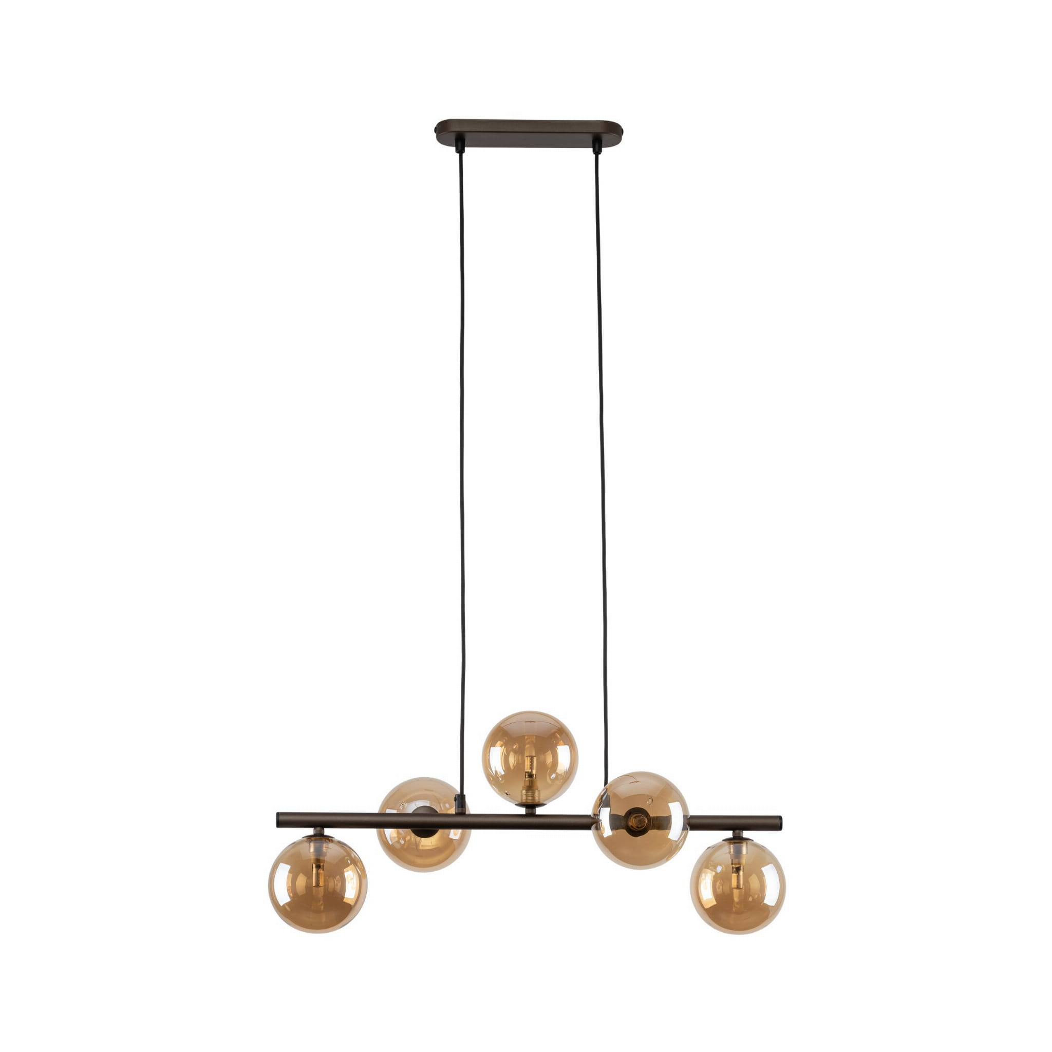 Lampa wisząca listwa belka nowoczesna elegancka loft industrialna klosz szklany kule bursztynowa brązowa TK Lighting Estera 6105 5x6W G9