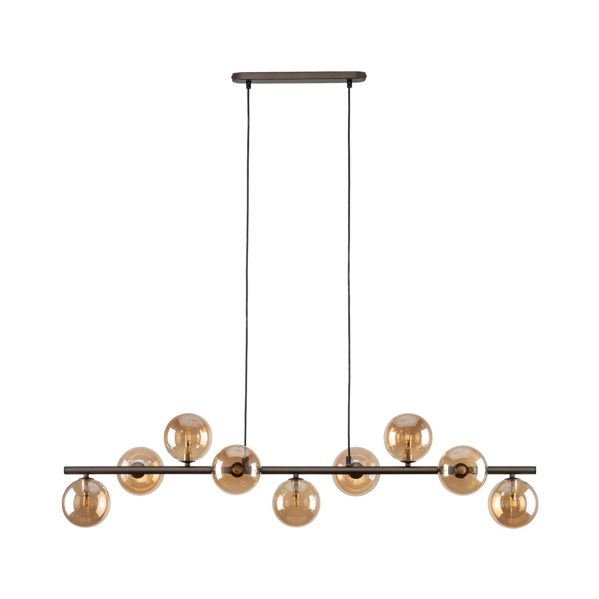 Lampa wisząca listwa belka nowoczesna elegancka loft industrialna klosz szklany kule bursztynowa brązowa TK Lighting Estera 4340 9x6W G9