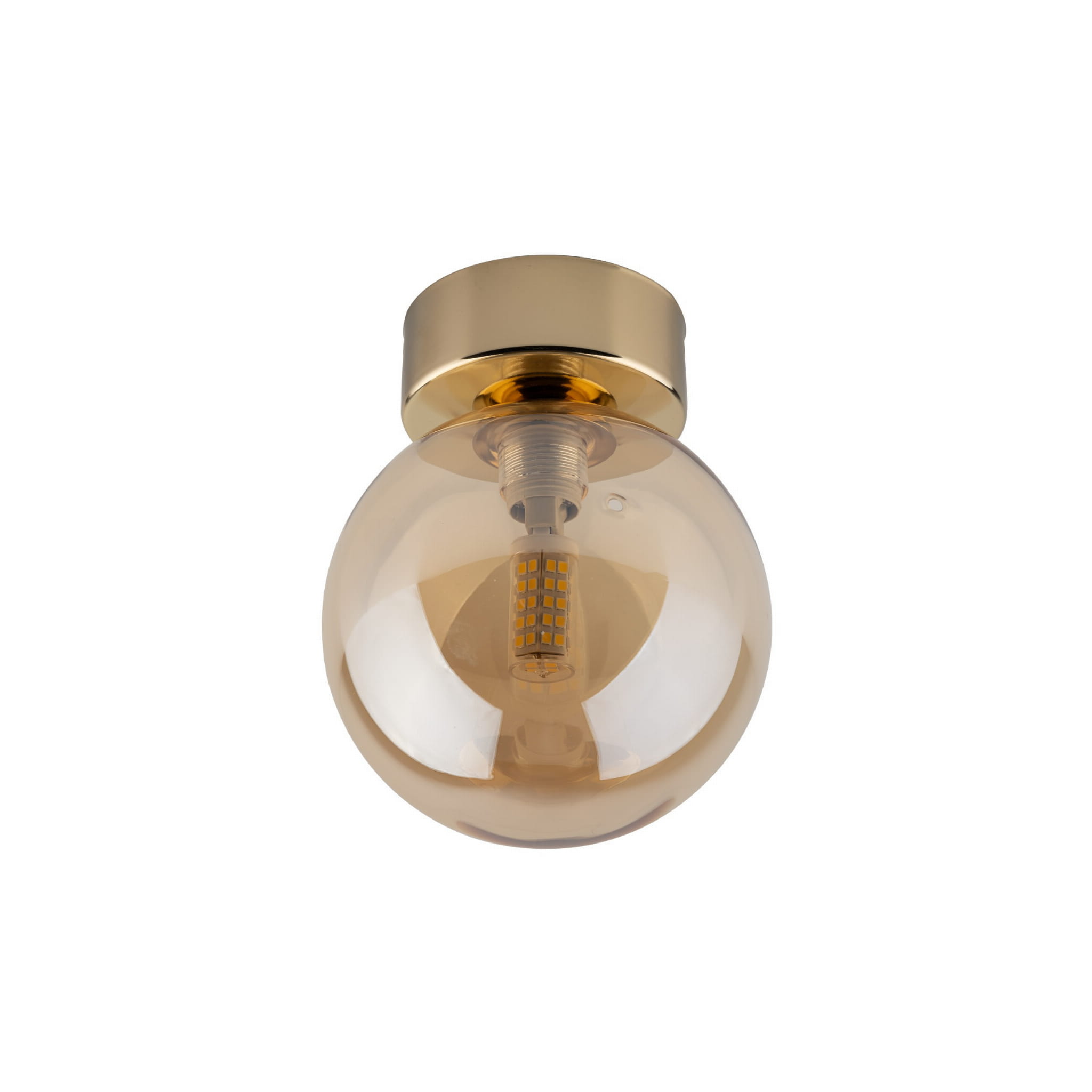 Kinkiet nowoczesny elegancki loft industrialny klosz szklany kula bursztynowy złoty TK Lighting Estera 10257 1x8W G9