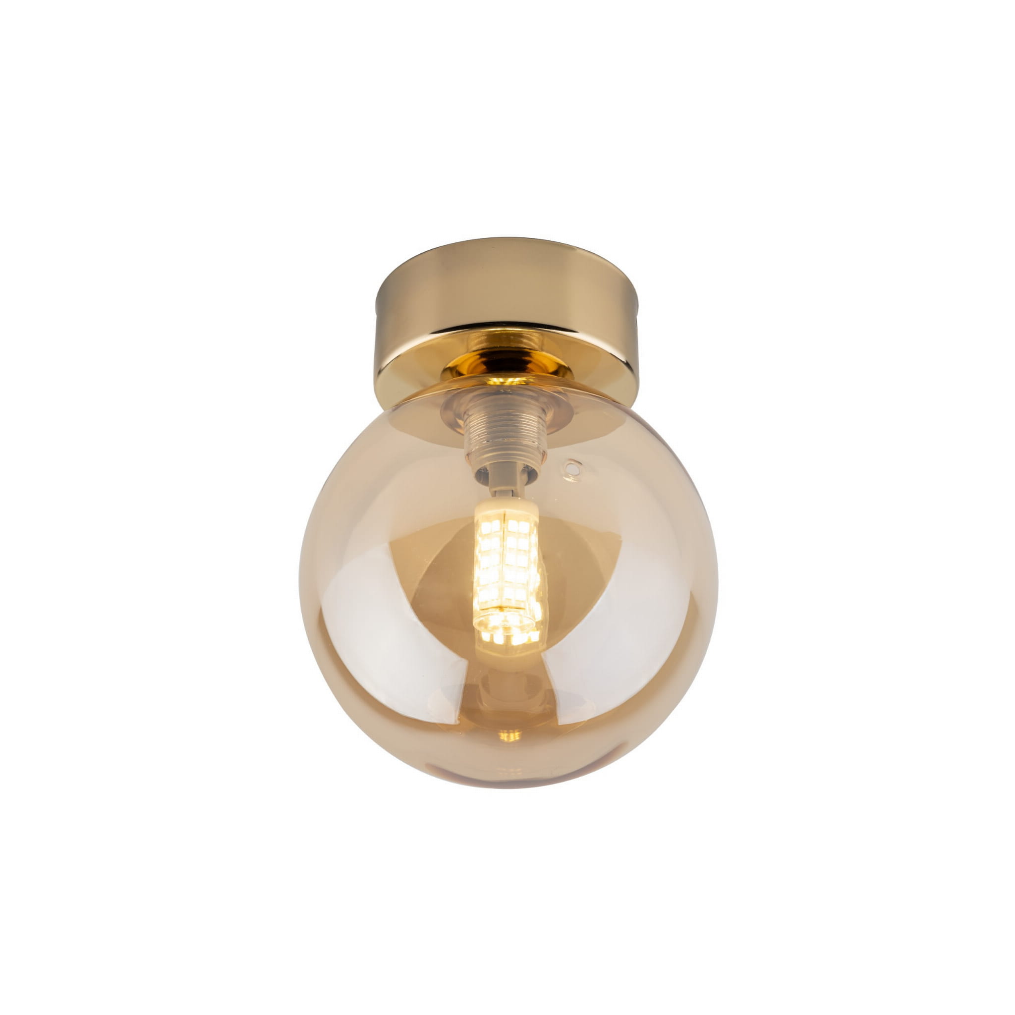 Kinkiet nowoczesny elegancki loft industrialny klosz szklany kula bursztynowy złoty TK Lighting Estera 10257 1x8W G9