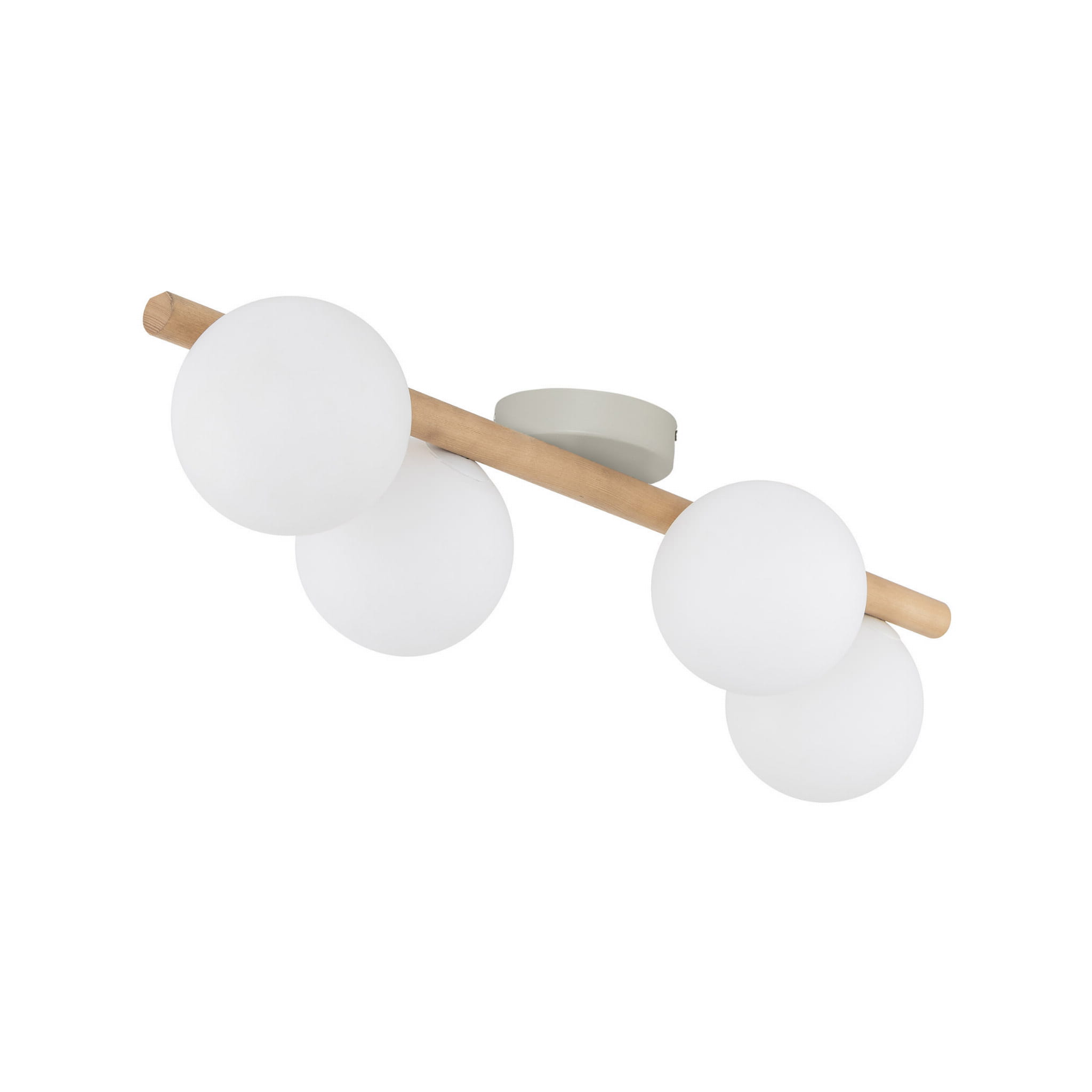 Plafon nowoczesny elegancki loft industrialny klosz szklany kule belka drewniana drewniany biały TK Lighting Estera 5768 3x6W G9