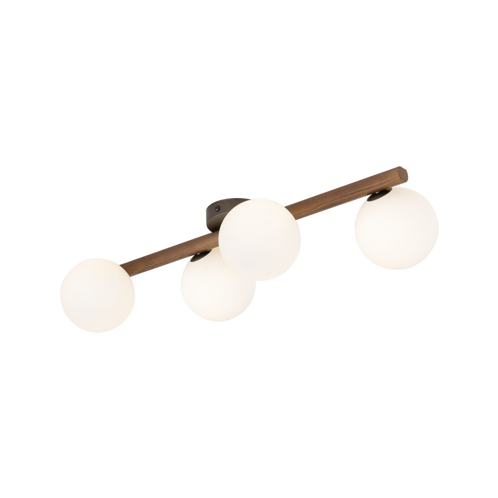 Plafon nowoczesny elegancki loft industrialny klosz szklany kule belka drewniana orzech biały TK Lighting Estera 10270 4x6W G9