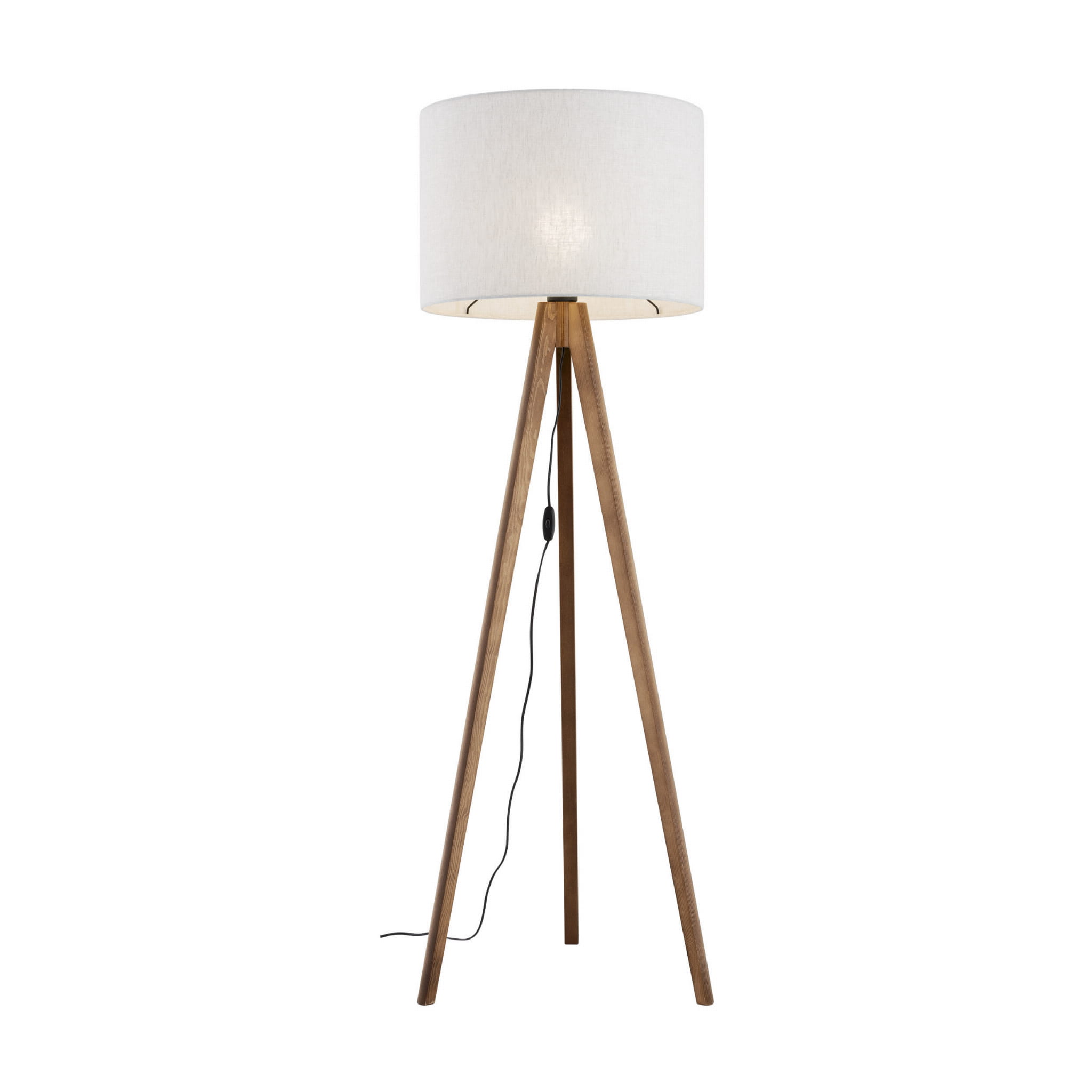 Lampa podłogowa nowoczesna skandynawska boho drewniana klosz materiałowy orzech lniana TK Lighting Grand 16004 1x15W E27