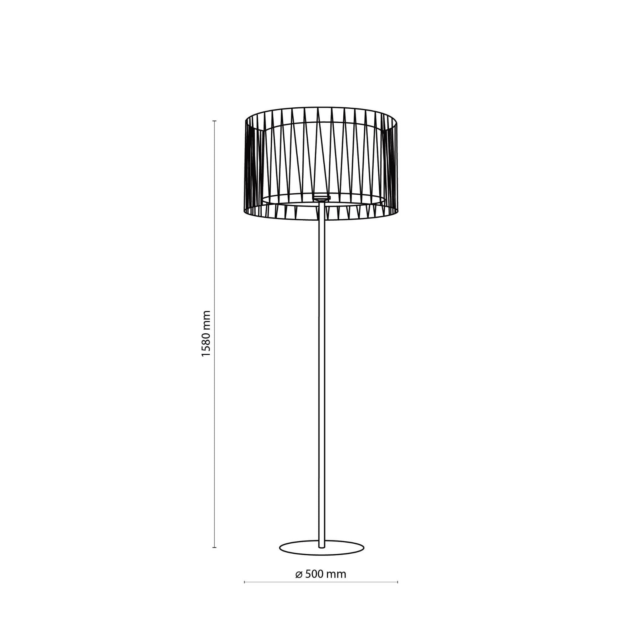 Lampa podłogowa nowoczesna skandynawska boho pręty metalowe abażur materiałowy czarna juta TK Lighting Harmony 5890 1x15W E27
