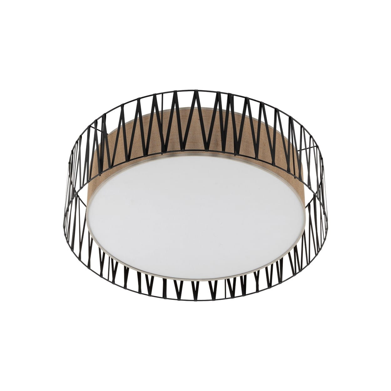 Plafon nowoczesny skandynawski boho pręty metalowe abażur materiałowy czarny juta TK Lighting Harmony 4556 4x15W E27