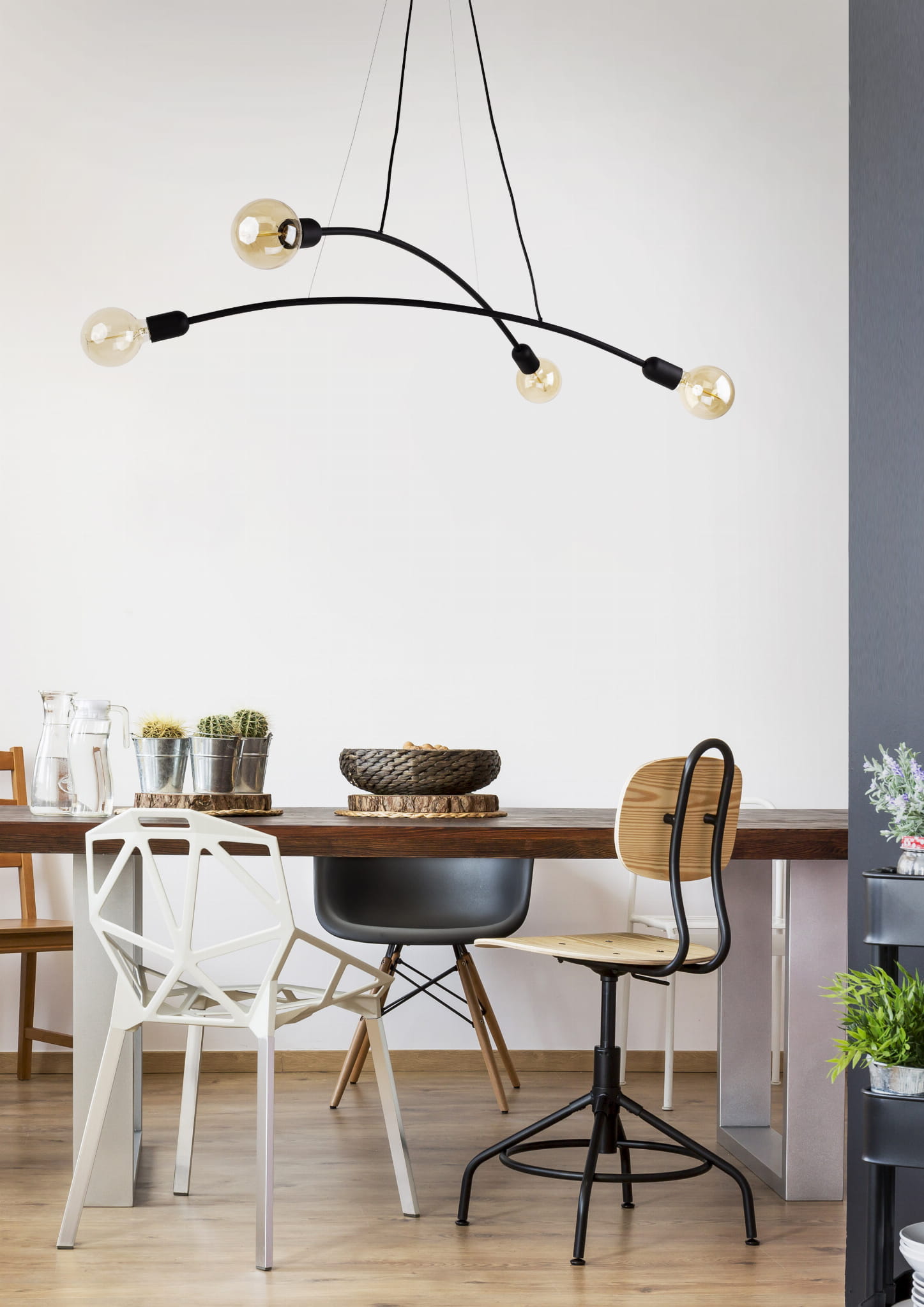 Lampa wisząca patyk pająk TK Lighting Helix 2724 4x60W E27 czarna