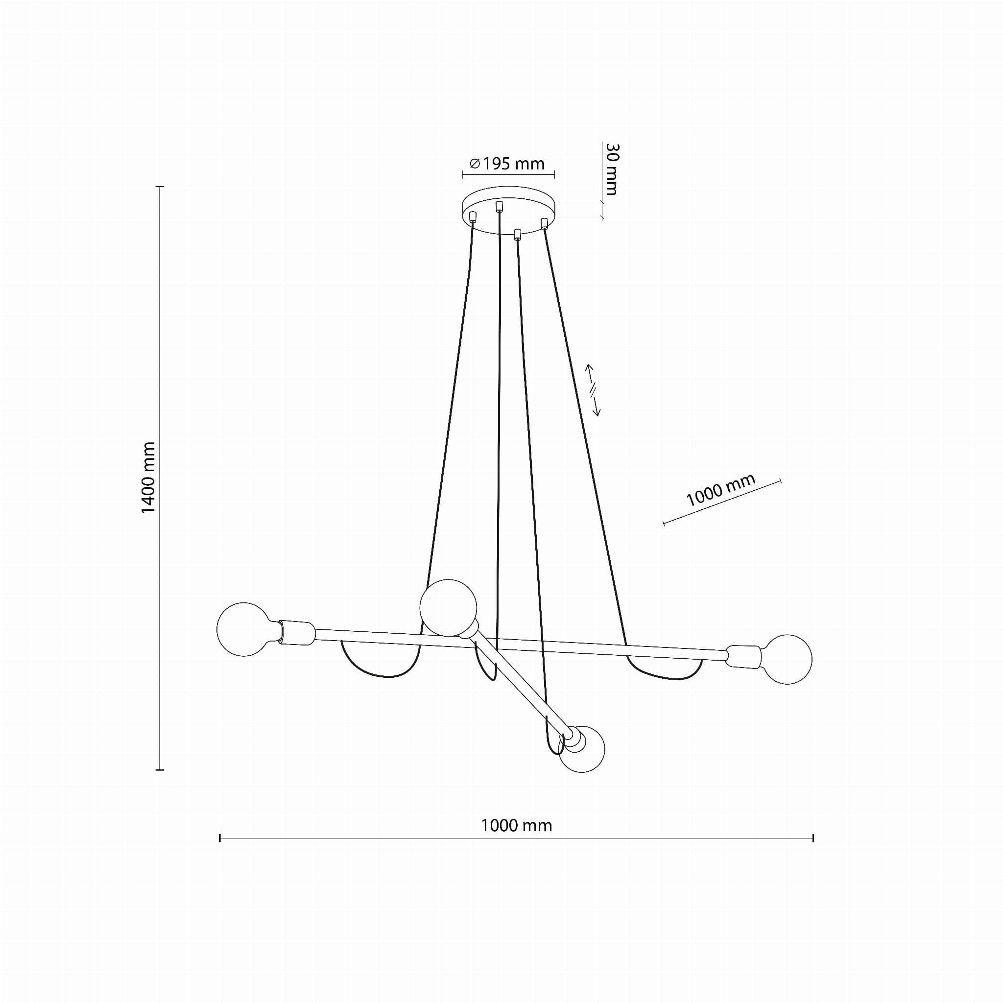 Lampa wisząca patyk pająk TK Lighting Helix 4949 4x15W E27 czarna drewniana