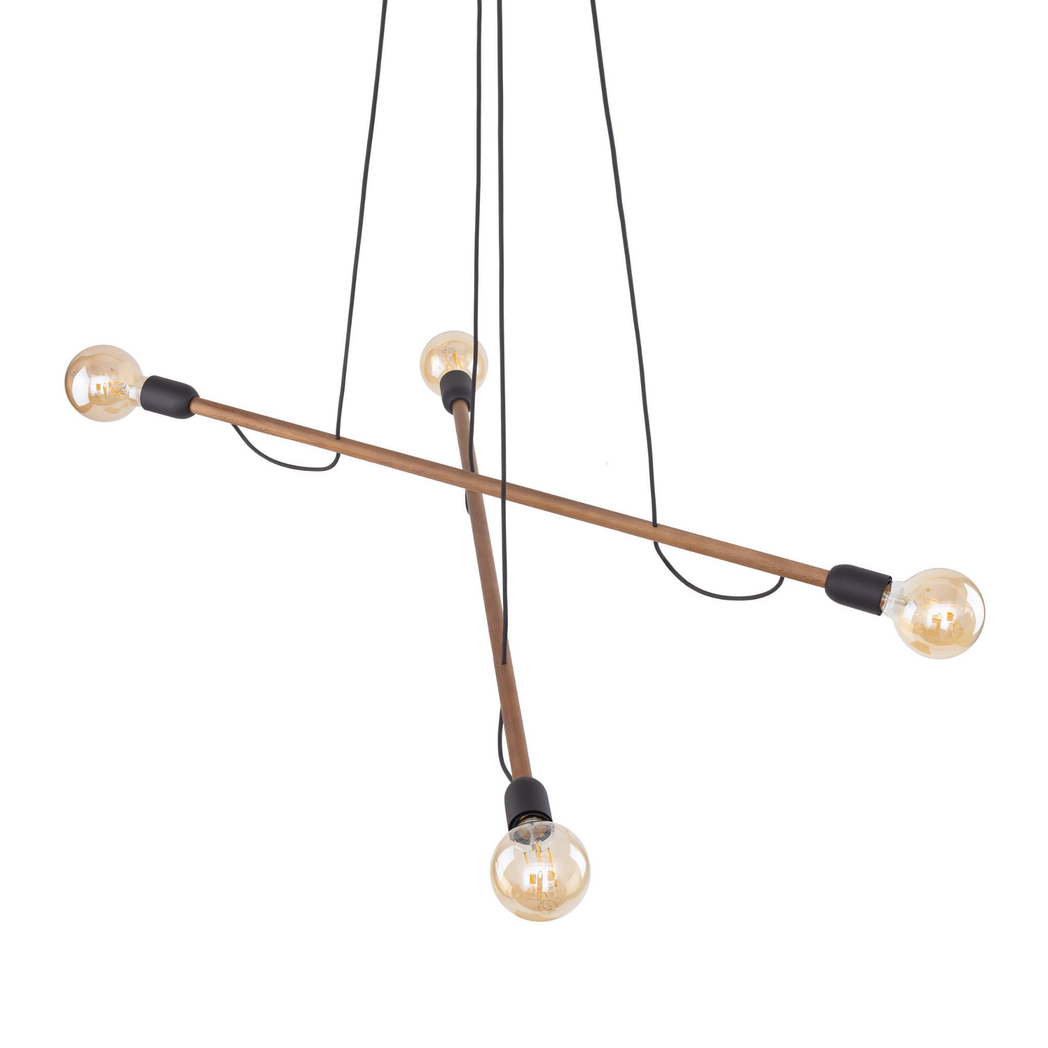 Lampa wisząca patyk pająk TK Lighting Helix 4949 4x15W E27 czarna drewniana