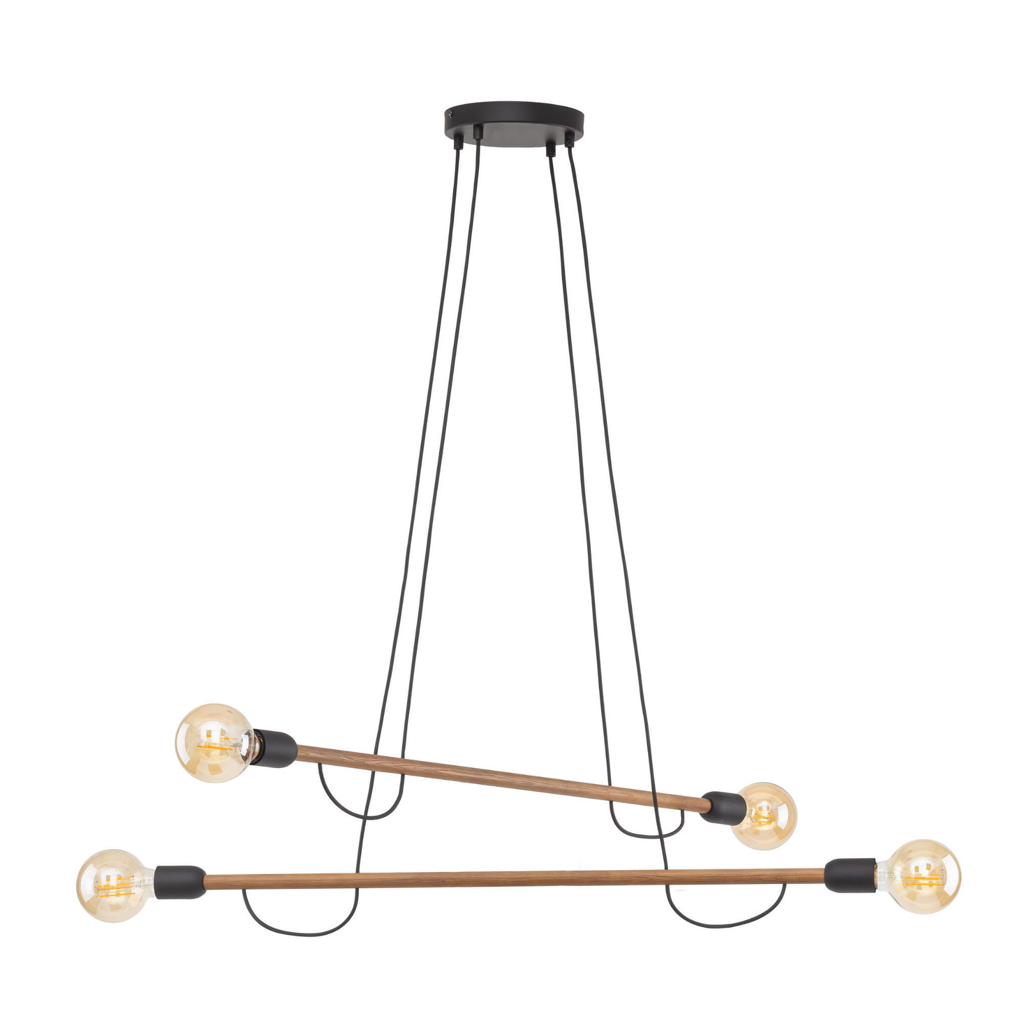 Lampa wisząca patyk pająk TK Lighting Helix 4949 4x15W E27 czarna drewniana
