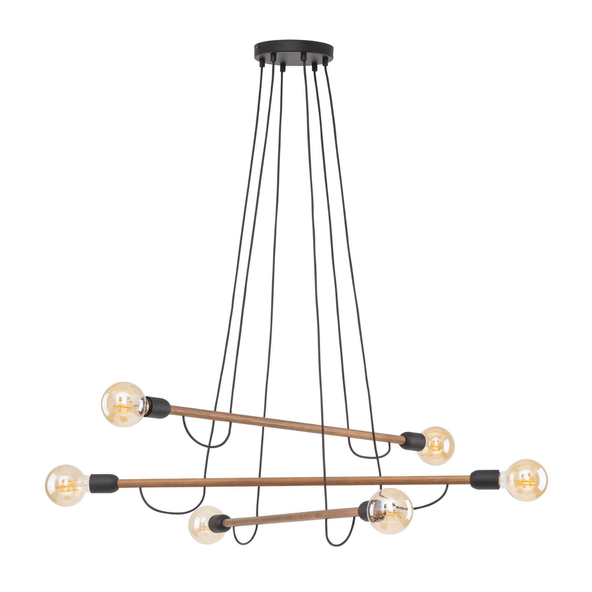 Lampa wisząca patyk pająk TK Lighting Helix 4950 6x15W E27 czarna drewniana