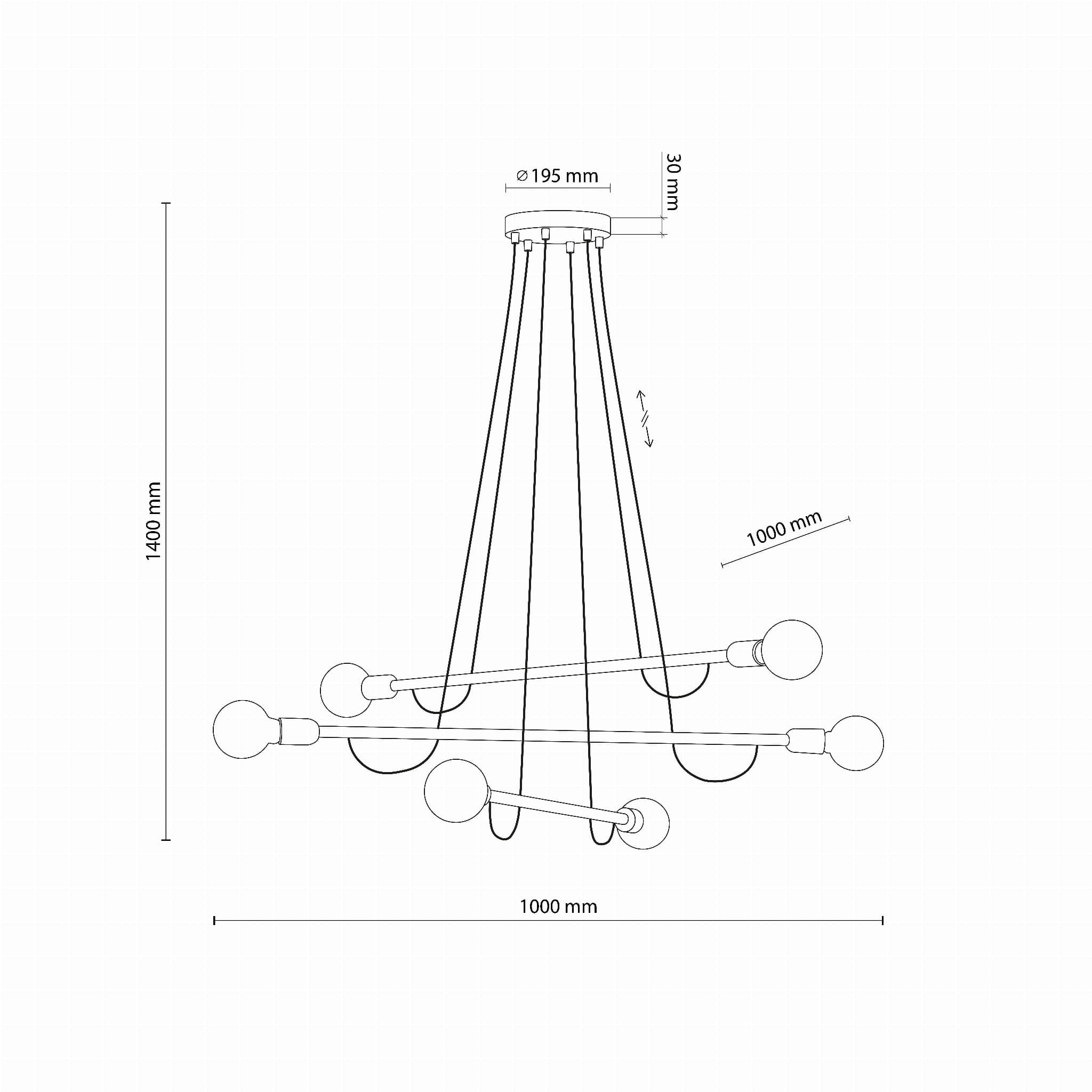 Lampa wisząca patyk pająk TK Lighting Helix 4950 6x15W E27 czarna drewniana