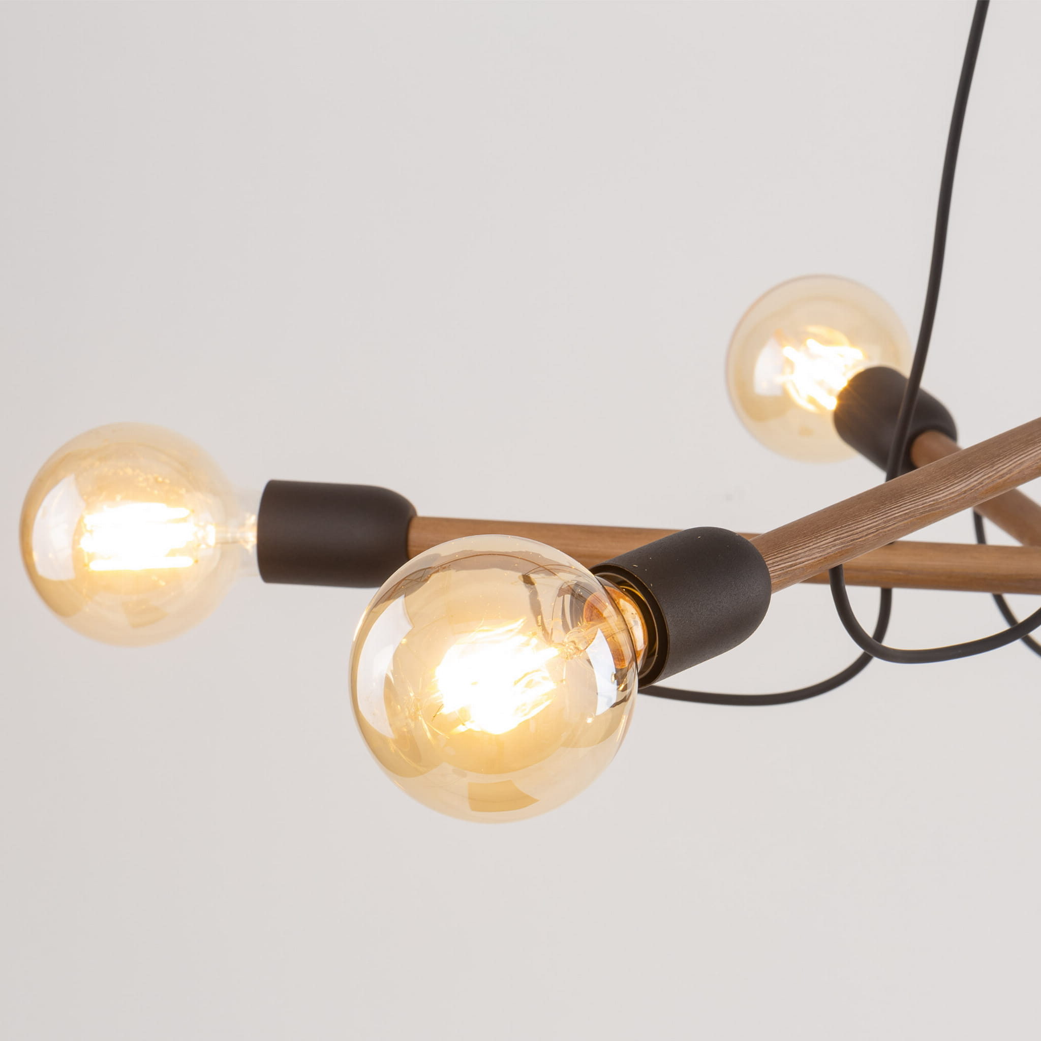 Lampa wisząca patyk pająk TK Lighting Helix 4950 6x15W E27 czarna drewniana