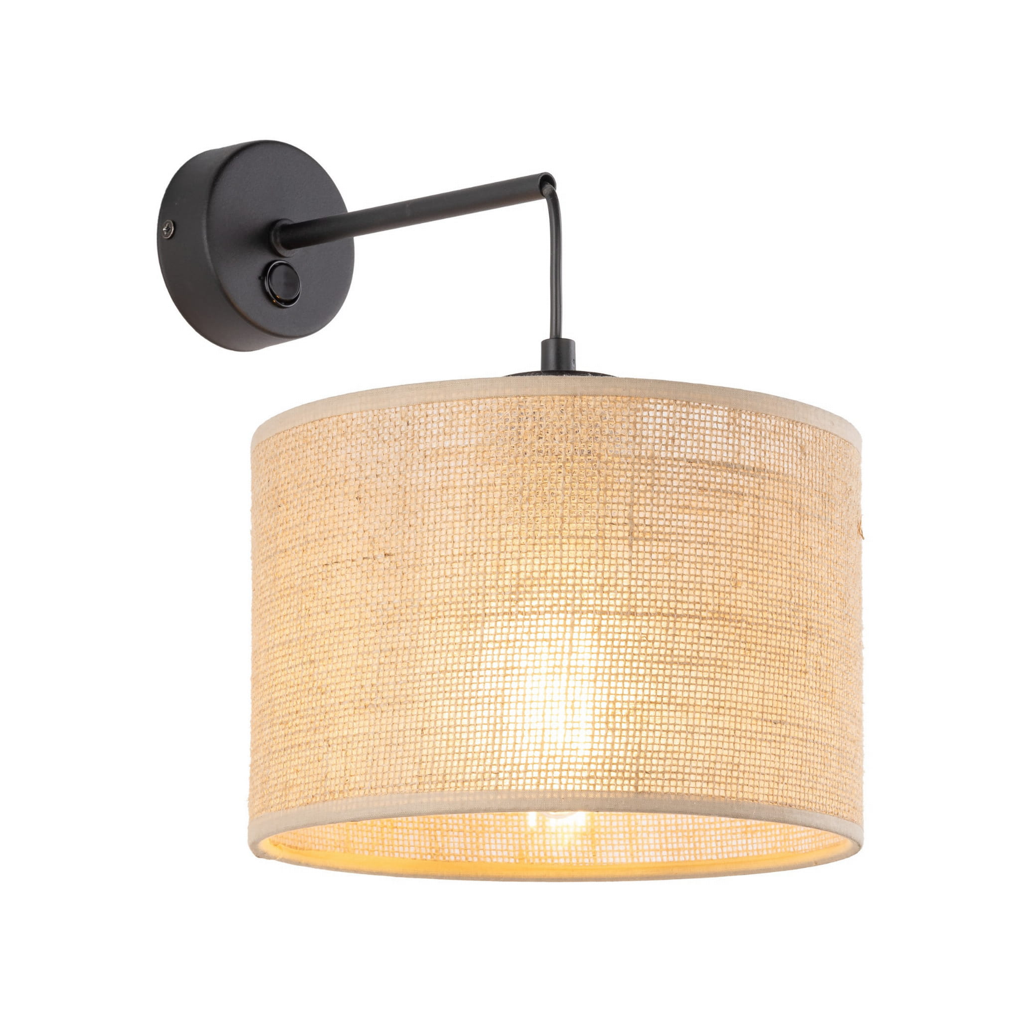 Kinkiet nowoczesny rustykalny boho abażur materiałowy juta czarny TK Lighting Juta 6858 1x15W E27