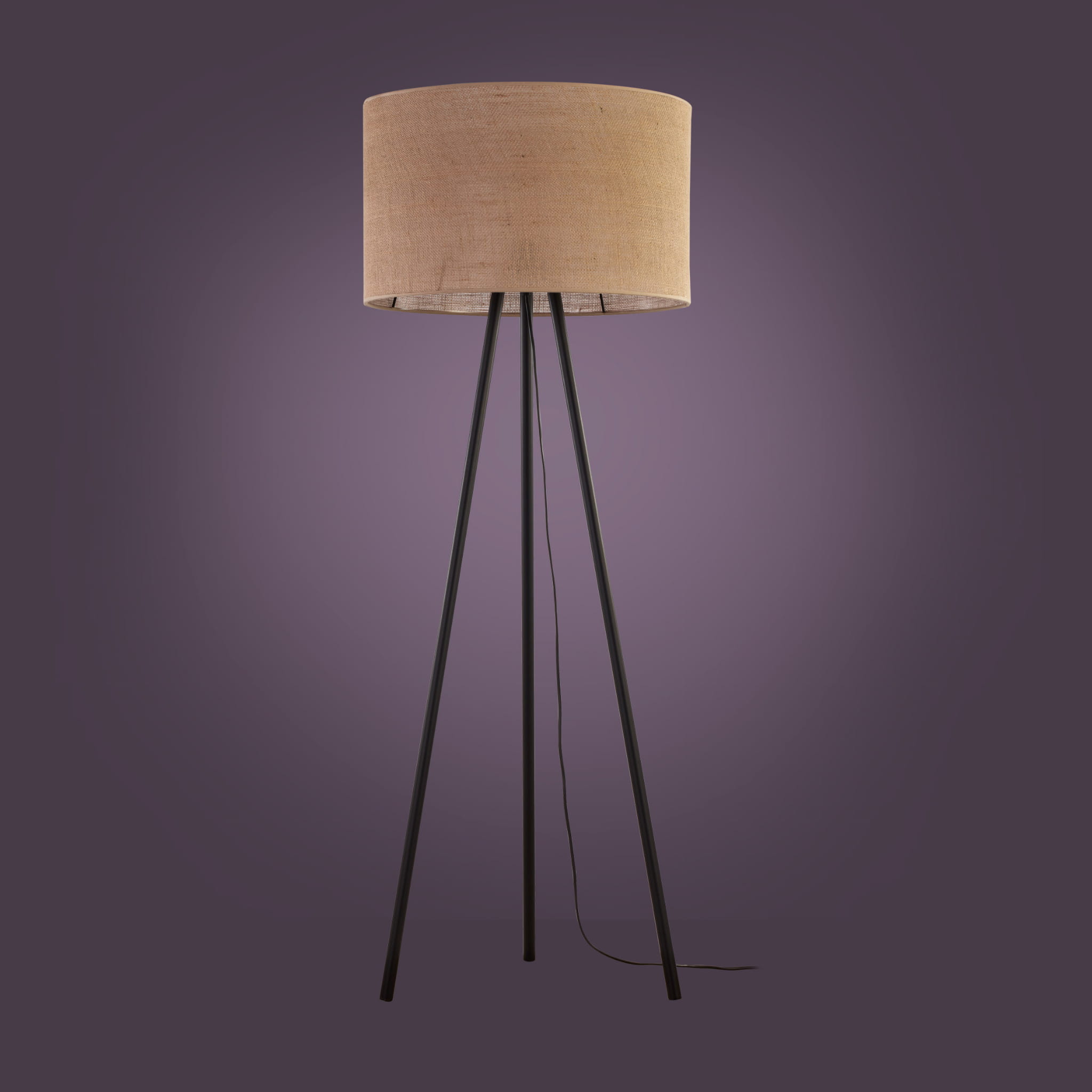 lampa podłogowa nowoczesny rustykalny boho tuba abażur materiałowy juta czarny TK Lighting Juta 5569 1x15W E27