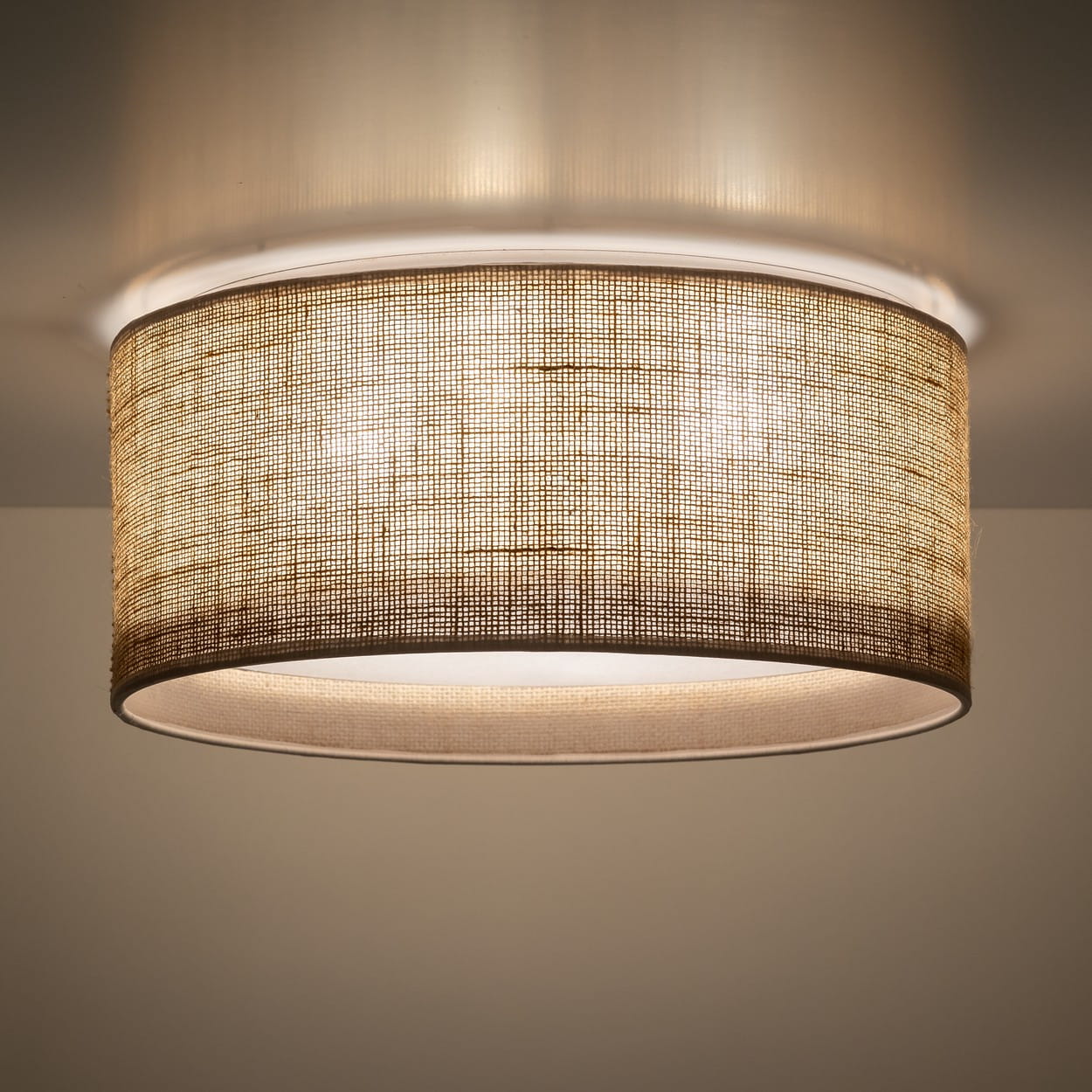 Plafon nowoczesny rustykalny boho abażur materiałowy juta biały TK Lighting Juta 5798 2x15W E27