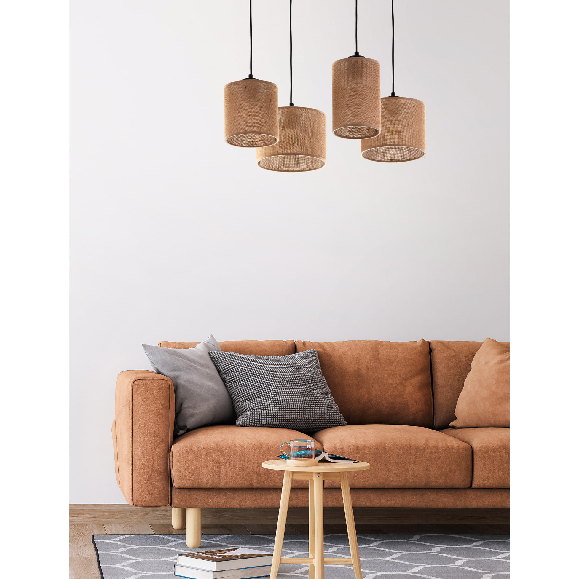 TK Lighting Juta 6585 lampa wisząca 4X15W E27 brązowa czarna