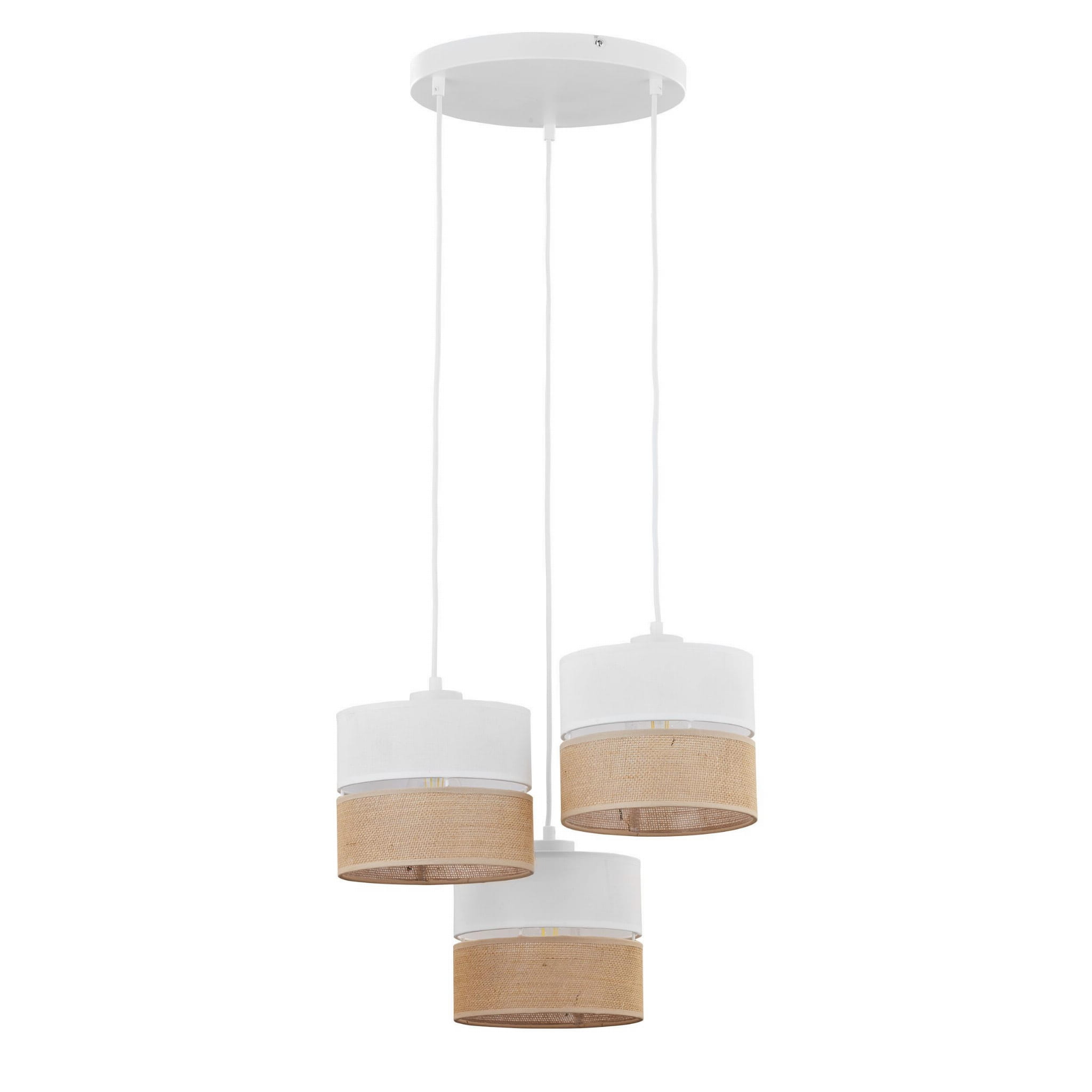 Tk Lighting Linobianco 6575 lampa wisząca 3x15W E27 biała brązowa