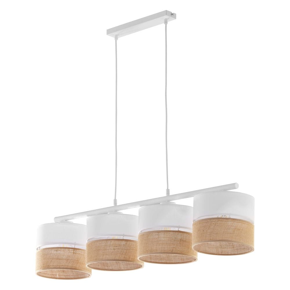 TK Lighting Linobianco 6576 lampa wisząca 4x15W E27 biała juta