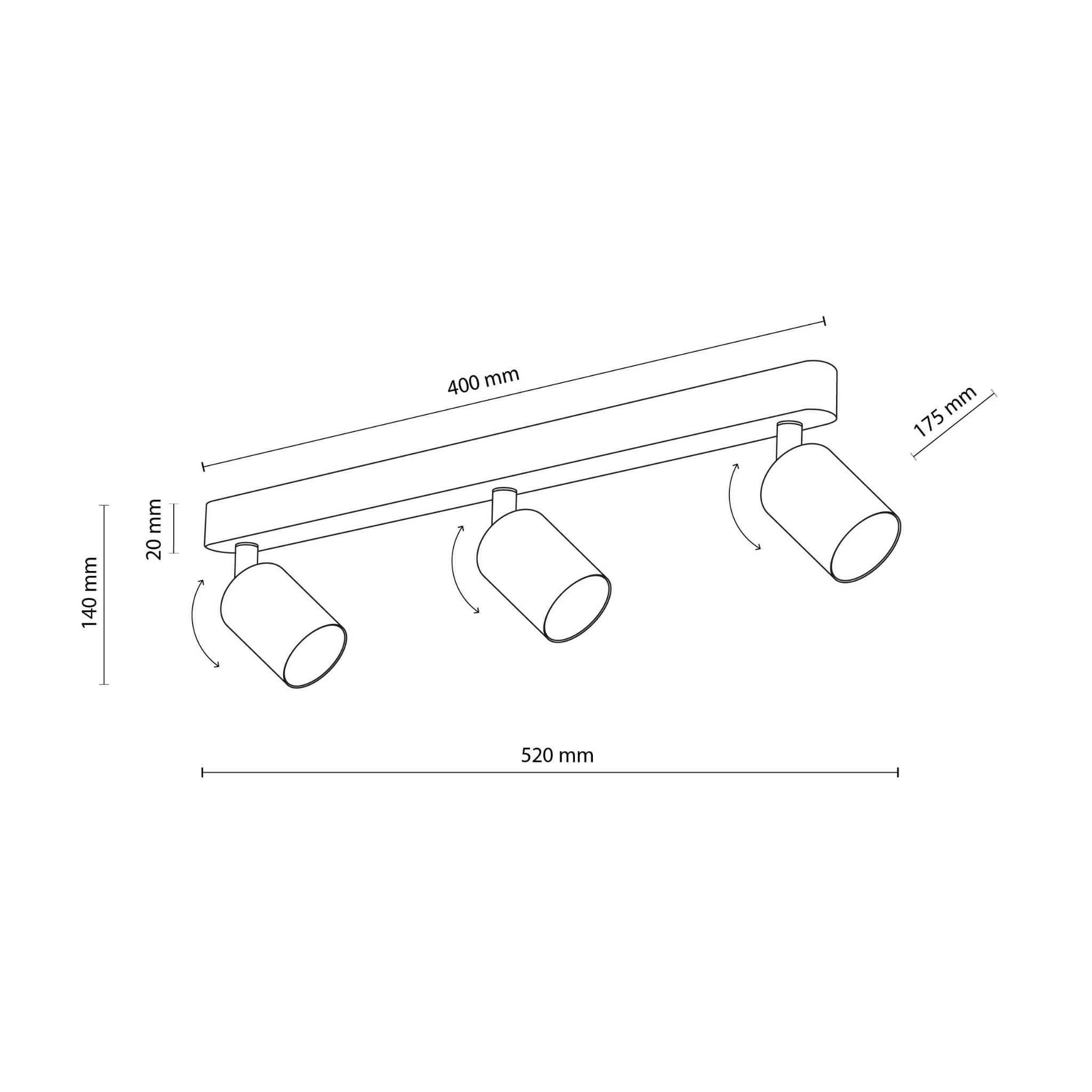 Plafon nowoczesny skandynawski loft metalowy reflektory miętowy TK Lighting Livia 10236 3x10W GU10