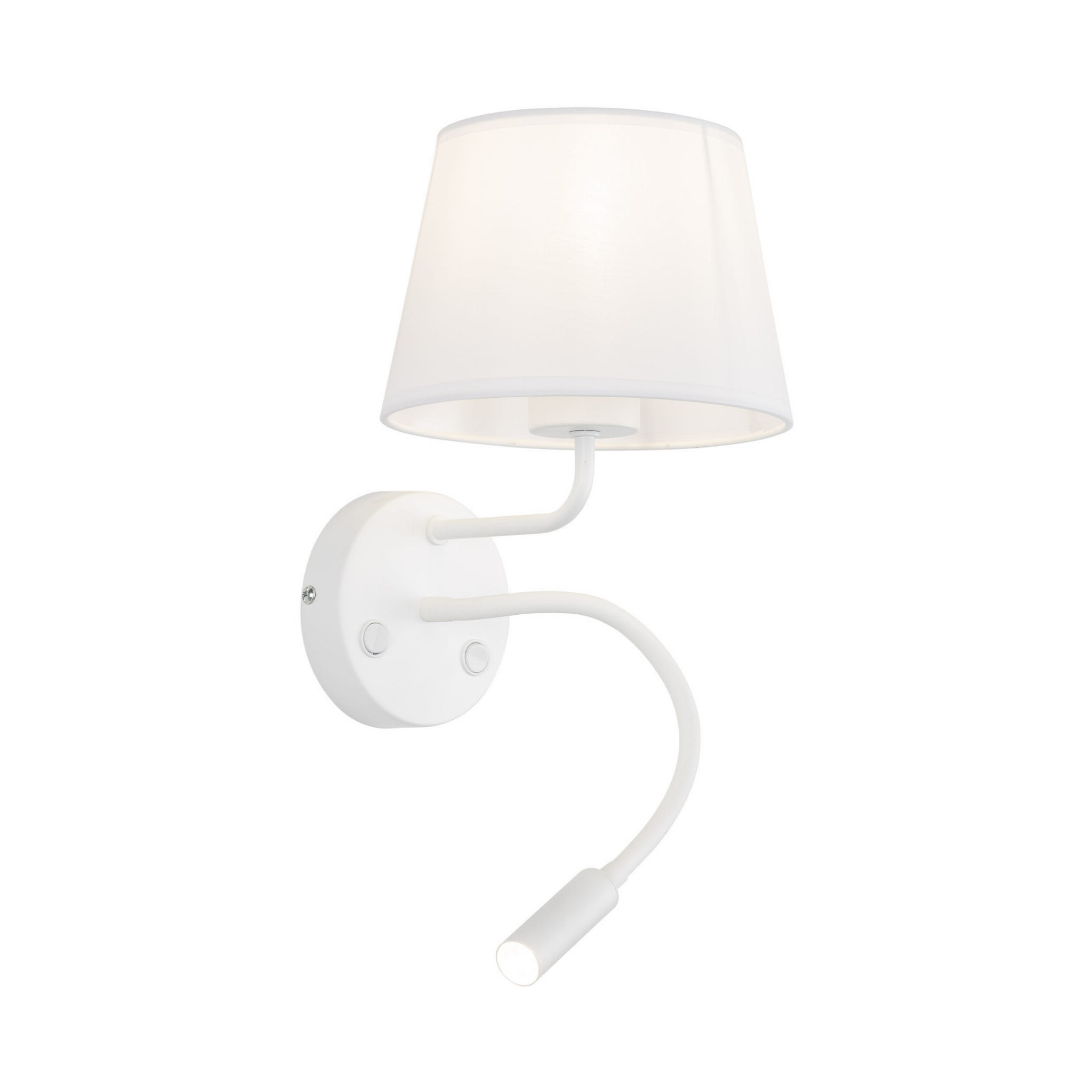 Kinkiet do czytania z włącznikiem nowoczesny elegancki loft giętki tuba rurka abażur materiałowy biały TK Lighting Maja 10080 1x60W E27 1x6W G9