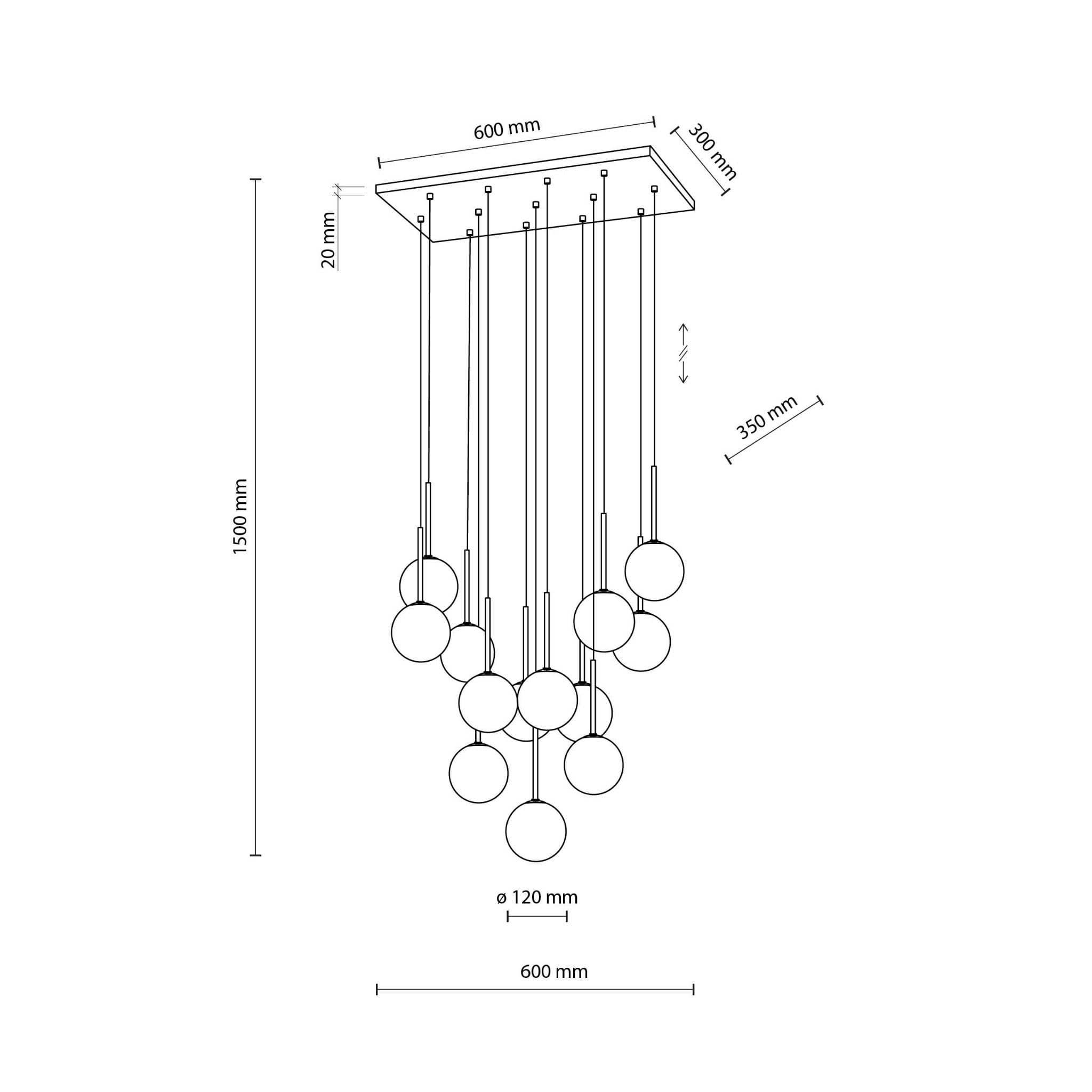 Lampa wisząca nowoczesna elegancka skandynawska klosz szklany kule czarna biała TK Lighting Martin 10079 13x6W G9