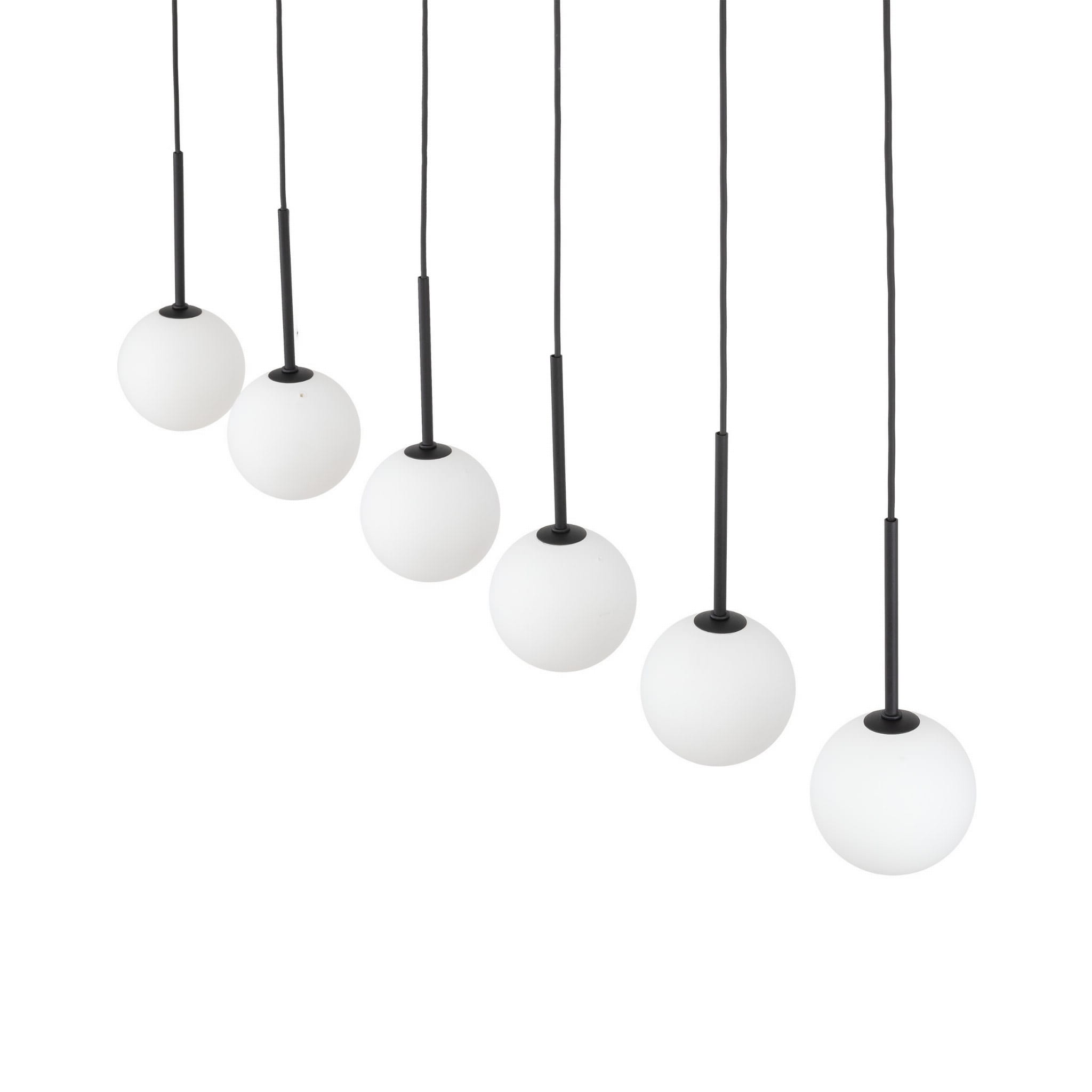 Lampa wisząca listwa nowoczesna elegancka skandynawska klosz szklany kule czarna biała TK Lighting Martin 4504 6x6W G9