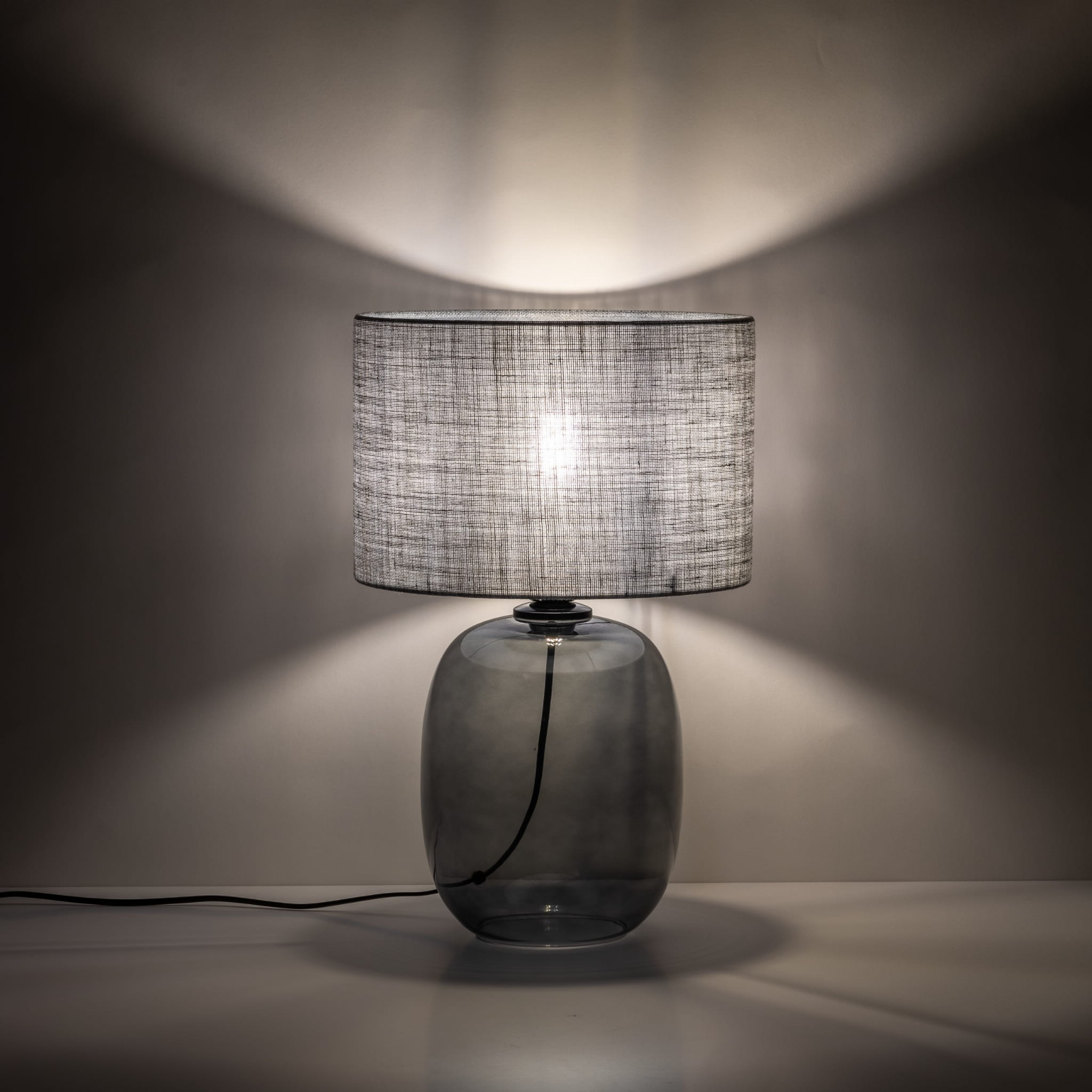 Lampka nowoczesna skandynawska klasyczna elegancka abażur materiałowy grafitowa czarna TK Lighting Melody 5987 1x15W E27