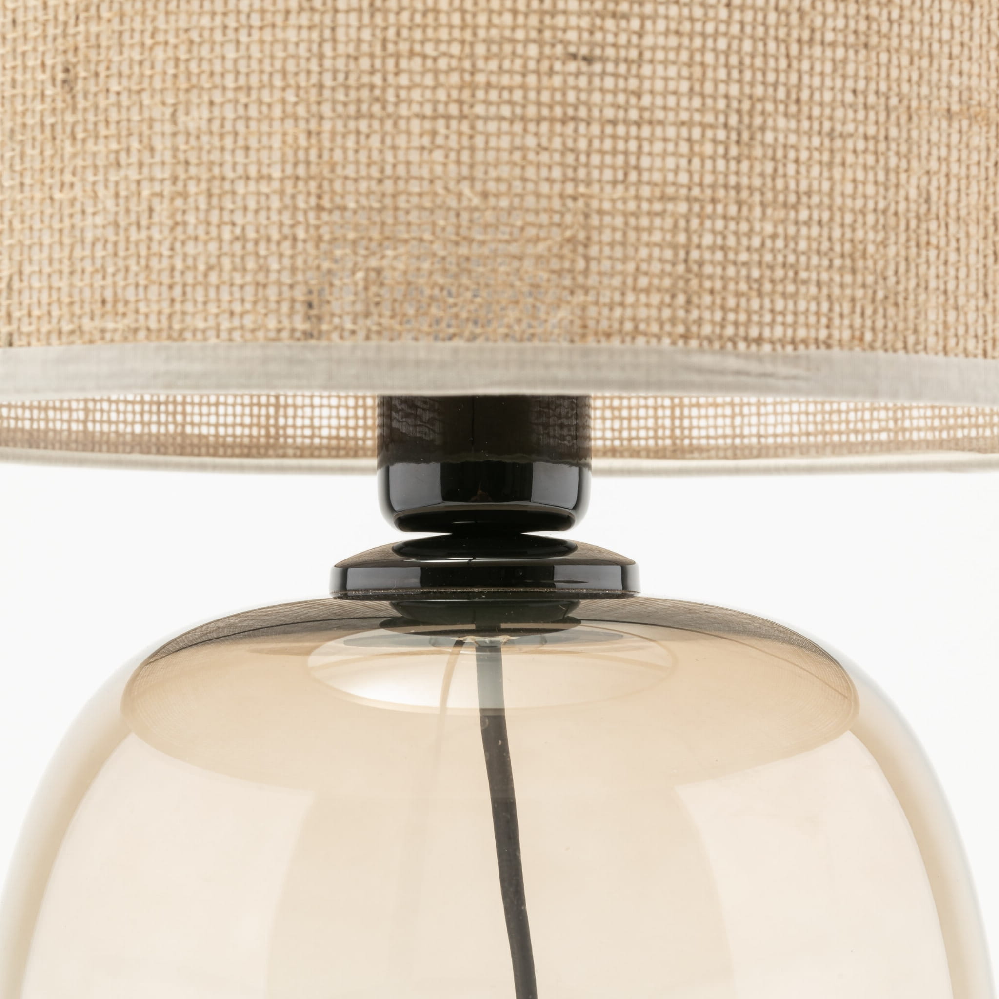 Lampka nowoczesna skandynawska klasyczna elegancka abażur materiałowy bursztynowa juta TK Lighting Melody 5986 1x15W E27
