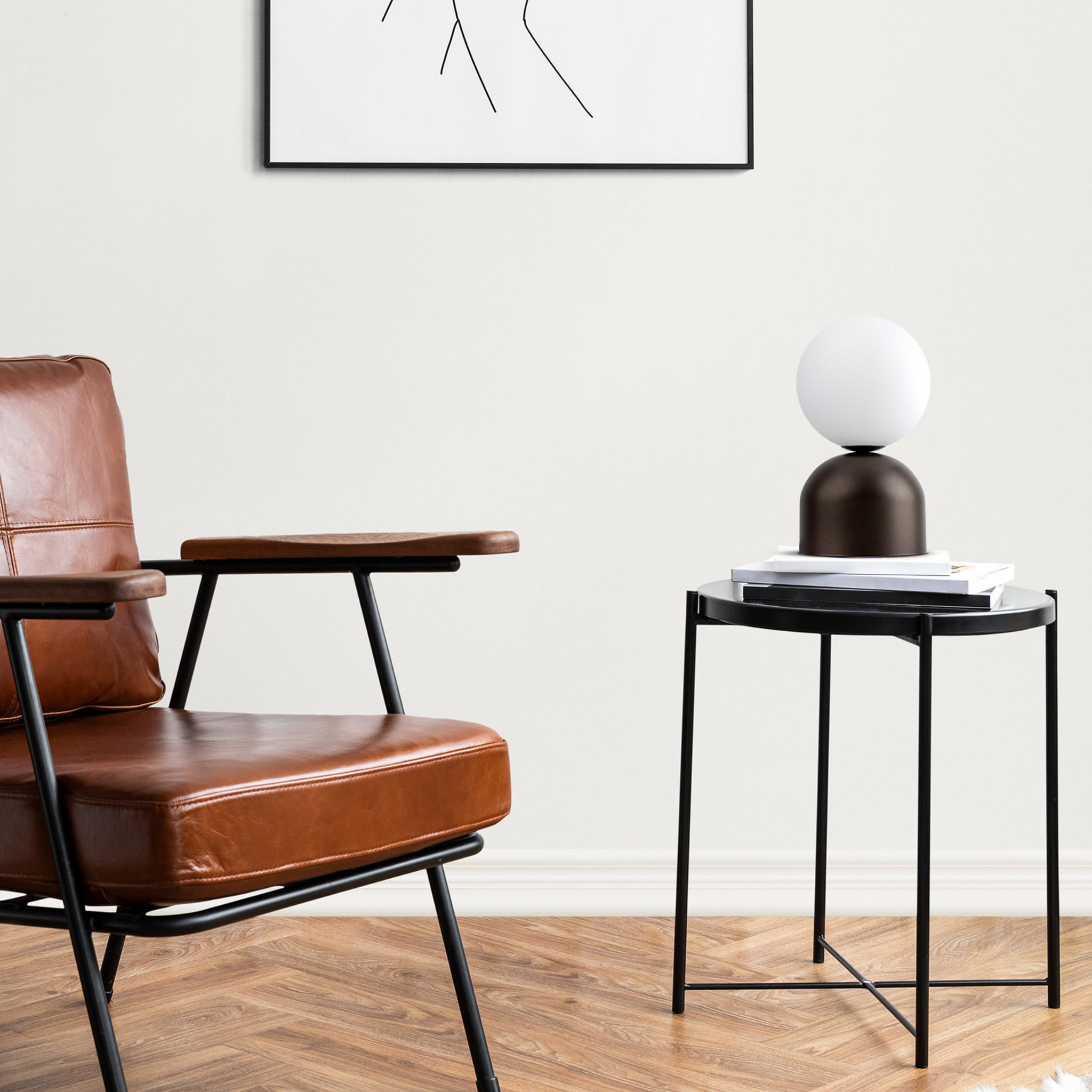 Lampka nowoczesna skandynawska loft klosz szklany kula brązowa biała TK Lighting Miki 16043 1x8W G9