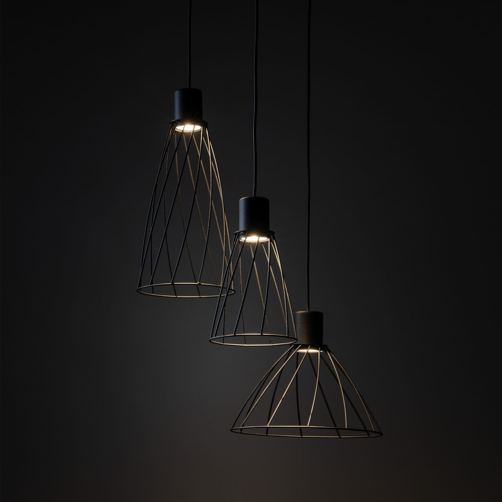 Lampa wisząca nowoczesna industrialna loft ażurowa klosz metalowy pręty stożek czarna TK Lighting Modesto 10187 3x10W GU10