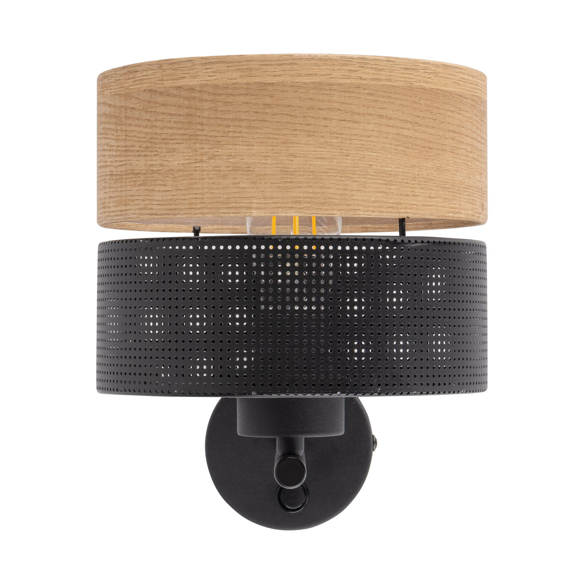 Kinkiet nowoczesny boho skandynawski ażurowy klosz metalowy czarny dąb TK Lighting Nicol 6539 1x15W E27
