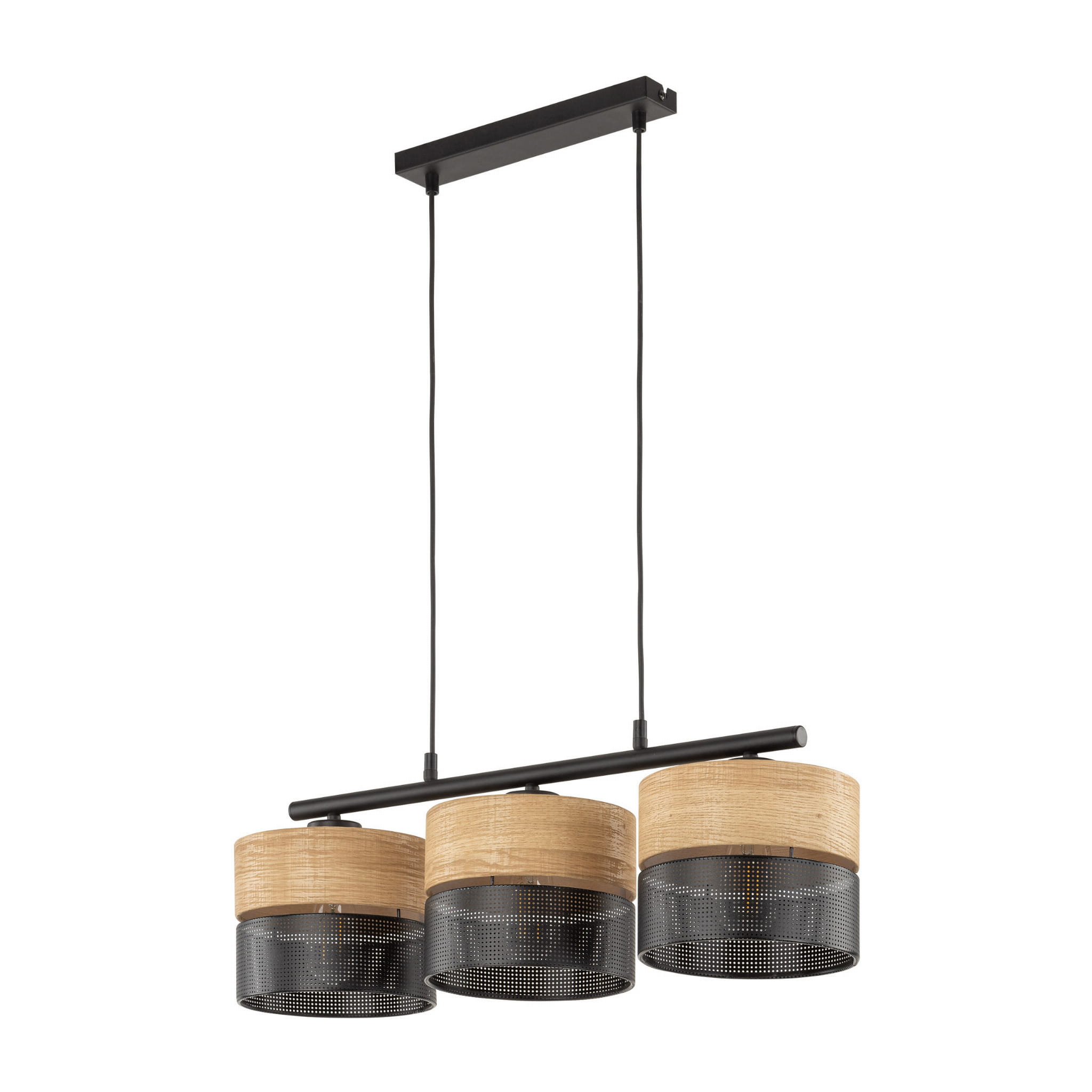Plafon nowoczesny boho skandynawski ażurowy klosz metalowy koło czarny dąb TK Lighting Nicol 4800 4x15W E27