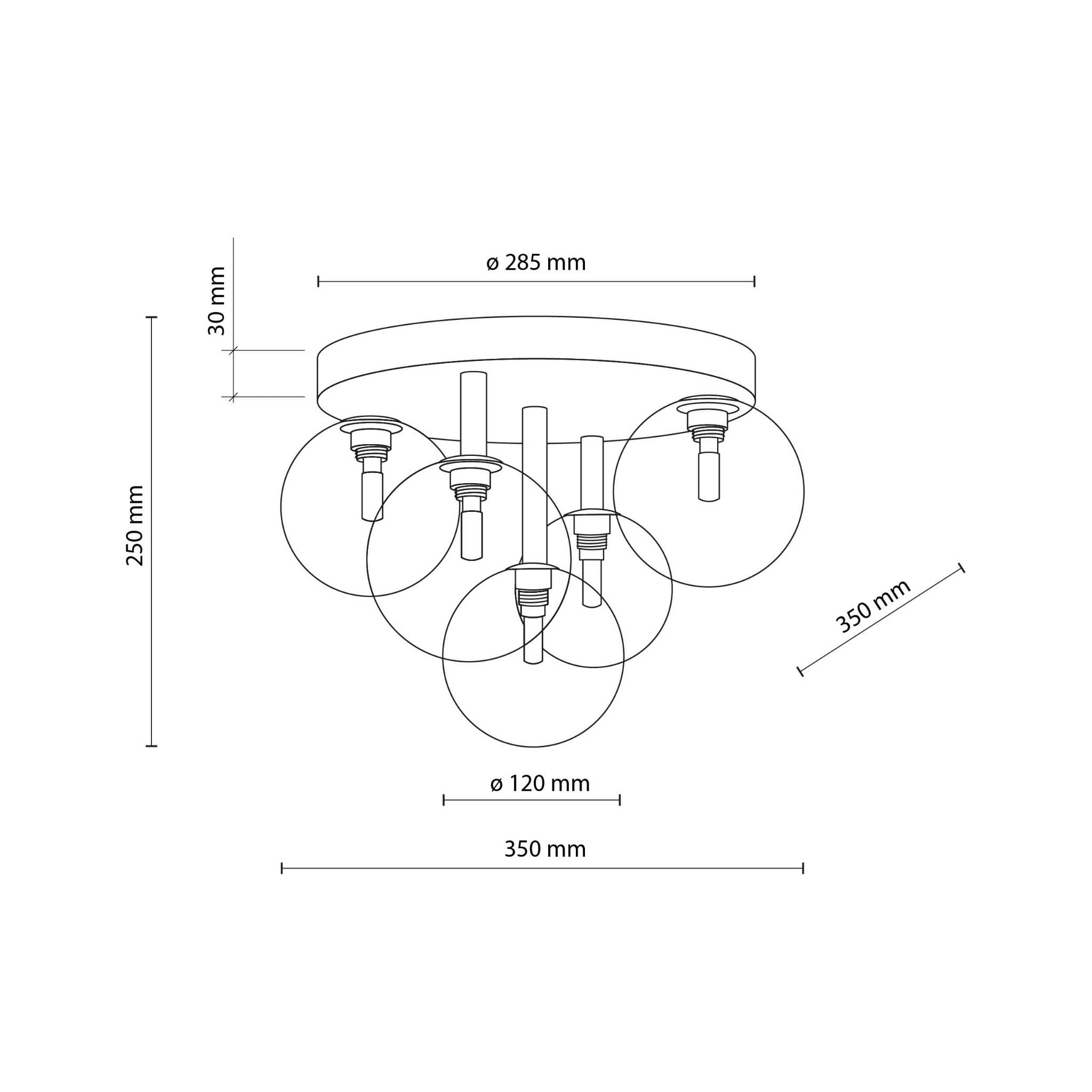Plafon nowoczesny elegancki glamour pręty klosz szklany kule czarny złoty TK Lighting Nilos 758 5x6W G9