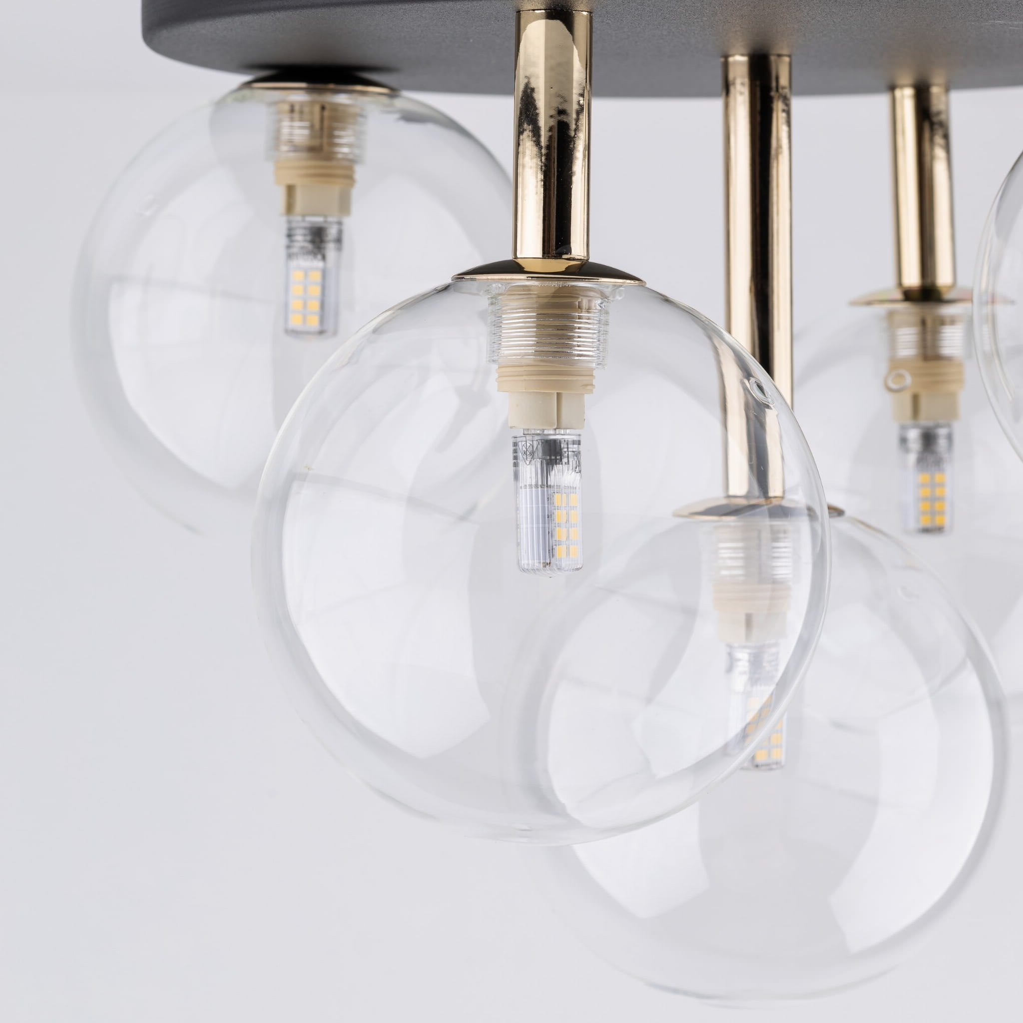 Plafon nowoczesny elegancki glamour pręty klosz szklany kule czarny złoty TK Lighting Nilos 758 5x6W G9