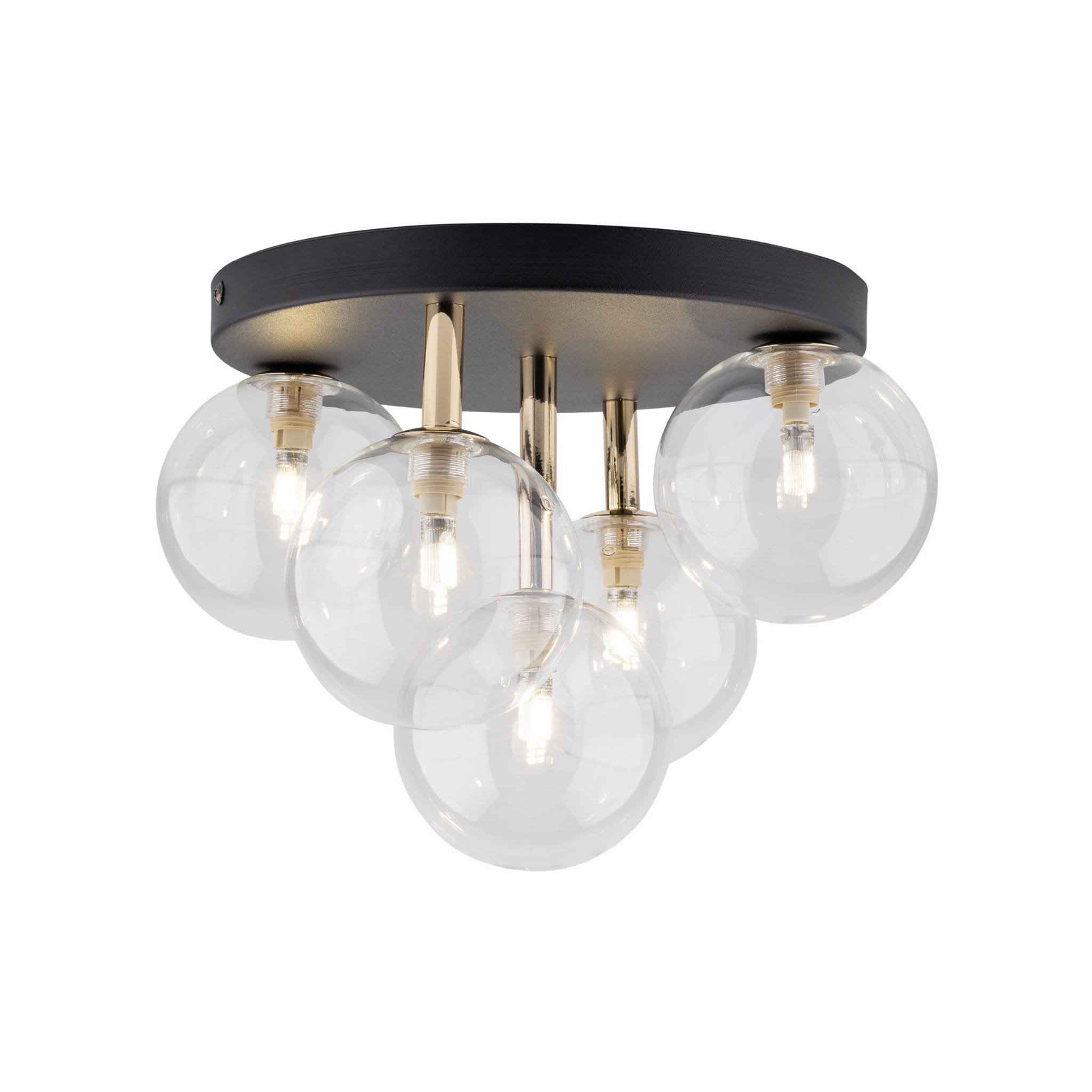 Plafon nowoczesny elegancki glamour pręty klosz szklany kule czarny złoty TK Lighting Nilos 758 5x6W G9