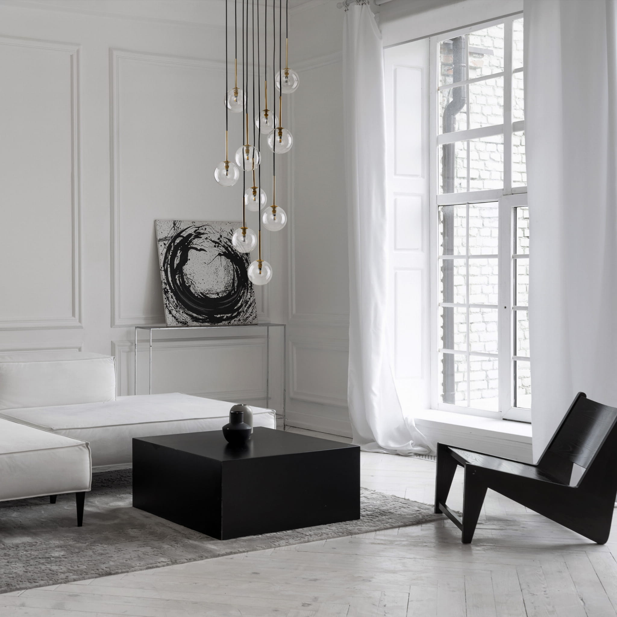 Lampa wisząca nowoczesna elegancka glamour klosz szklany kule transparentna złota TK Lighting Nilos 5944 10x6W G9