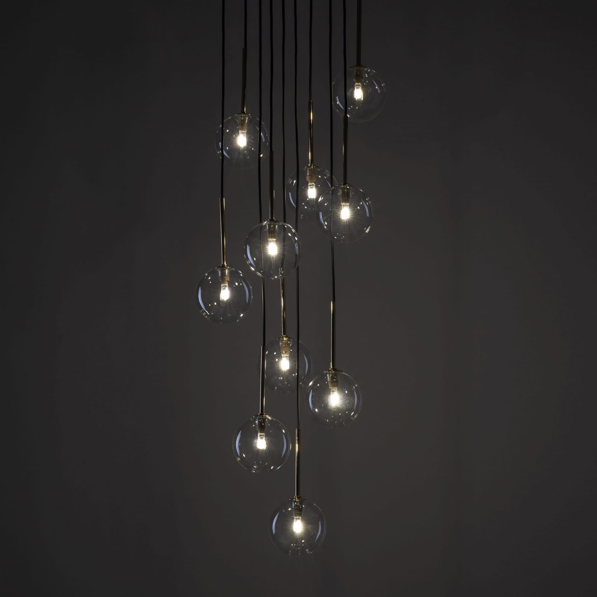 Lampa wisząca nowoczesna elegancka glamour klosz szklany kule transparentna złota TK Lighting Nilos 5944 10x6W G9
