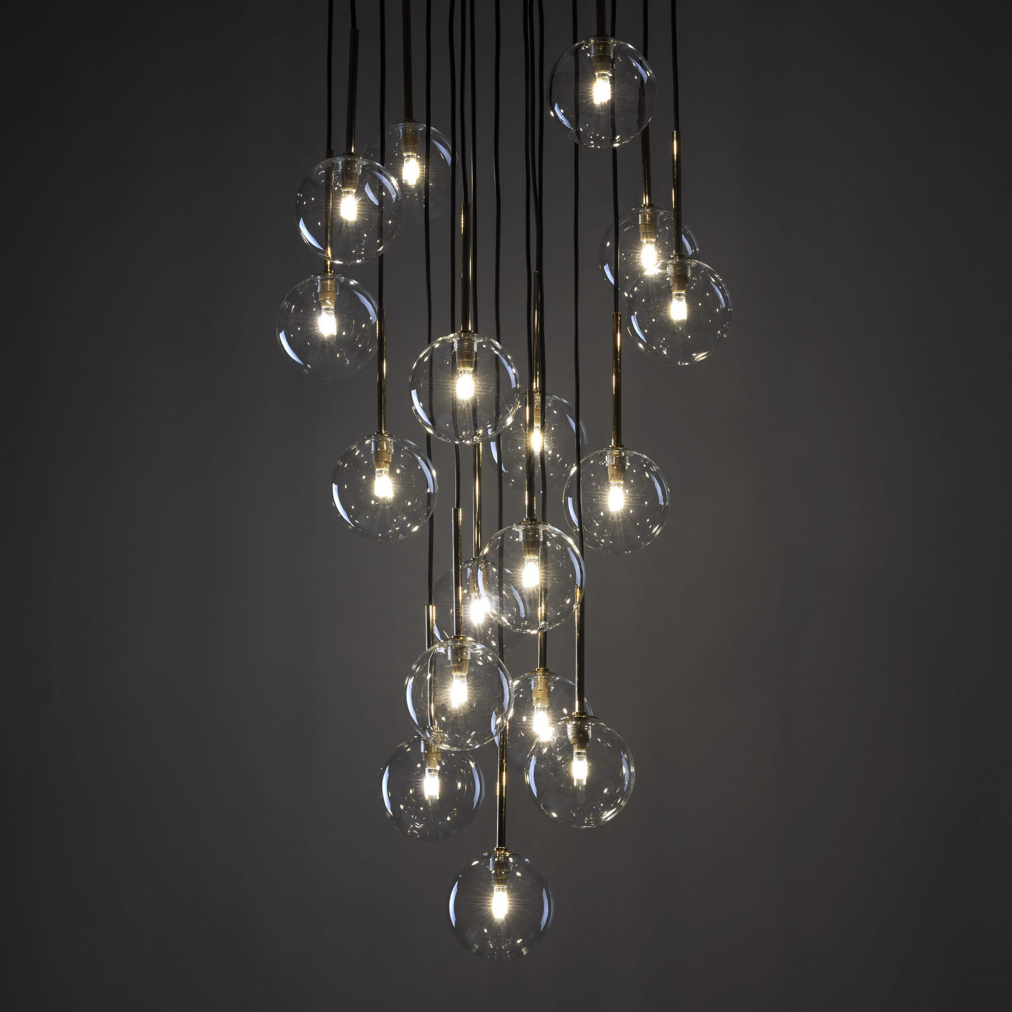 Lampa wisząca nowoczesna elegancka glamour klosz szklany kule czarna złota TK Lighting Nilos 5945 17x6W G9
